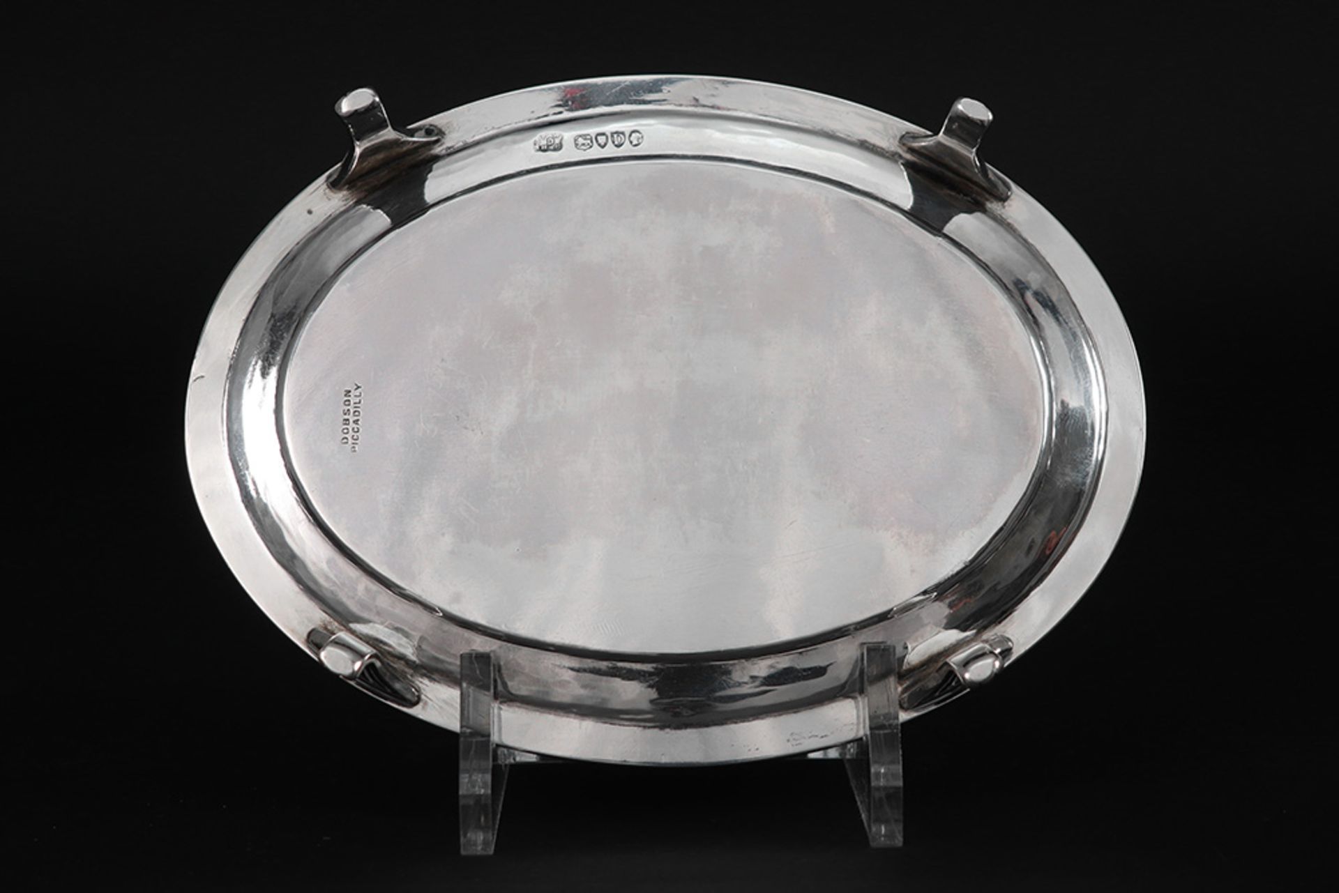 small English Victorian oval card's dish in marked silver & a German basket in marked silver || - Bild 3 aus 6
