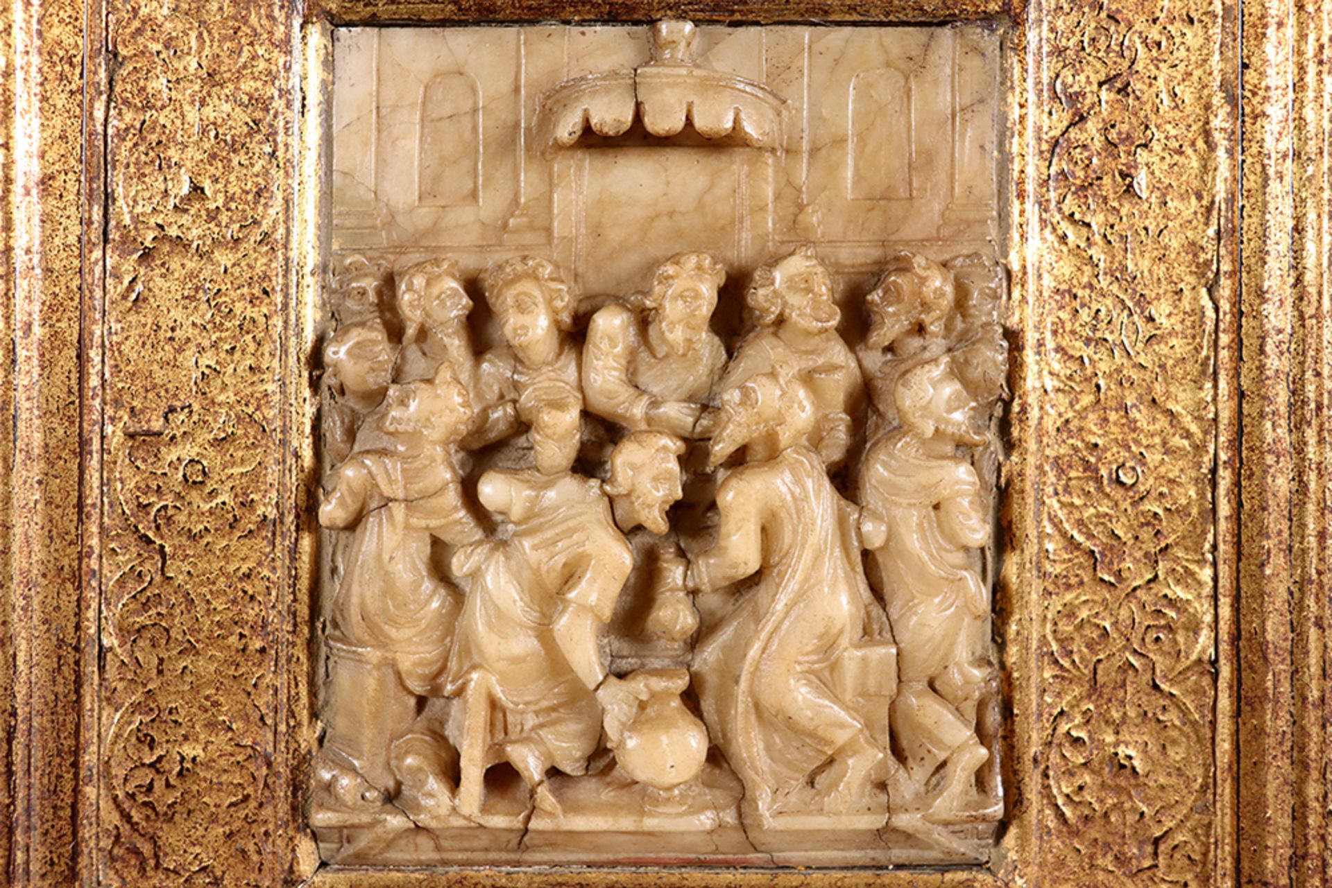 16th/17th Cent. Flemish alabaster relief from Malines with the representation of "The Last Supper" - - Bild 2 aus 3