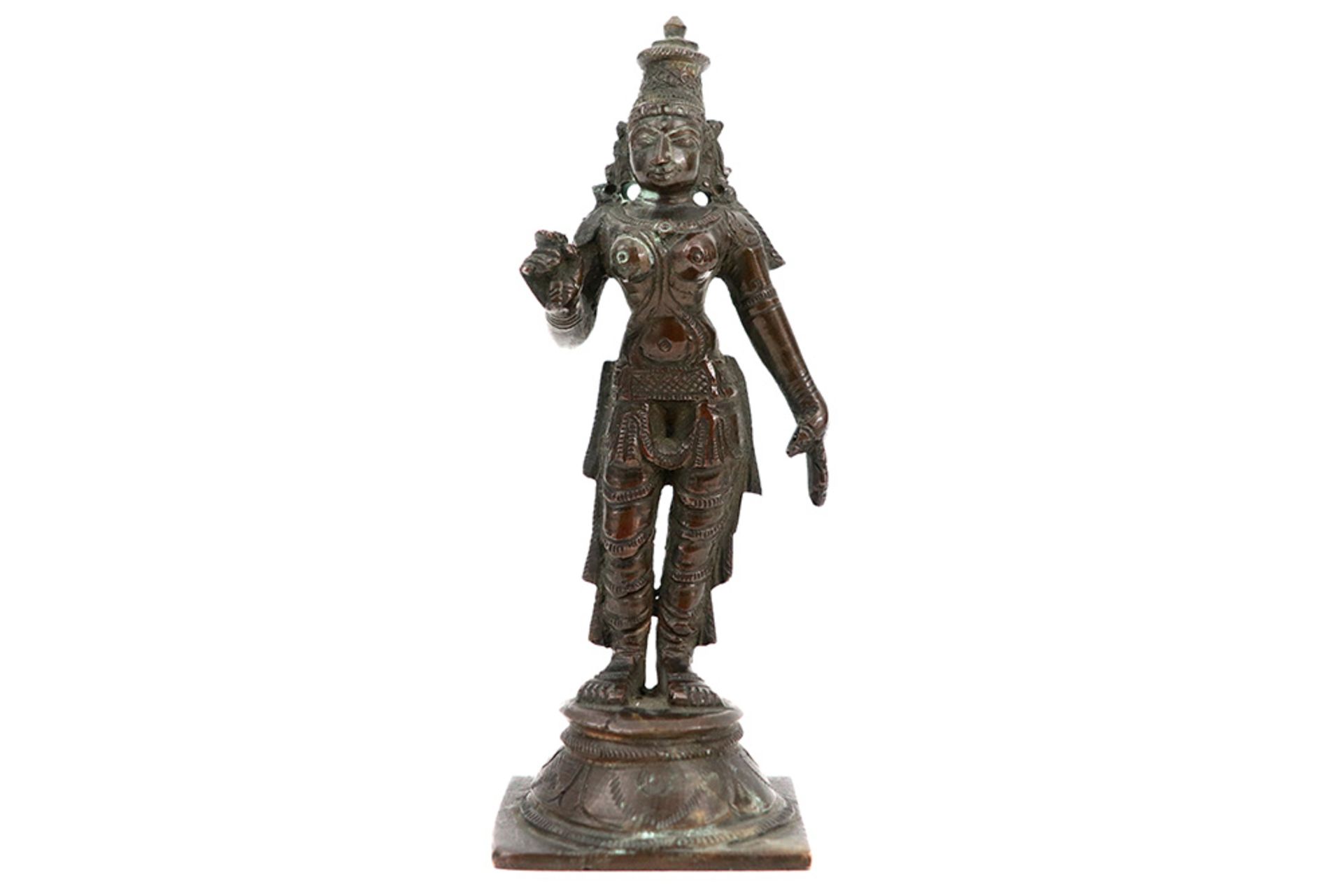 small 18th/19th South Indian Dravidian Hindu Godess sculpture in bronze || ZUID-INDIA - 18°/19° EEUW