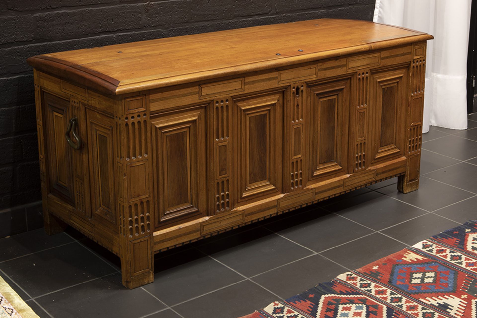 quite exceptional 17th Cent. Renaissance style chest (presumably made in a port city) in oak, walnut