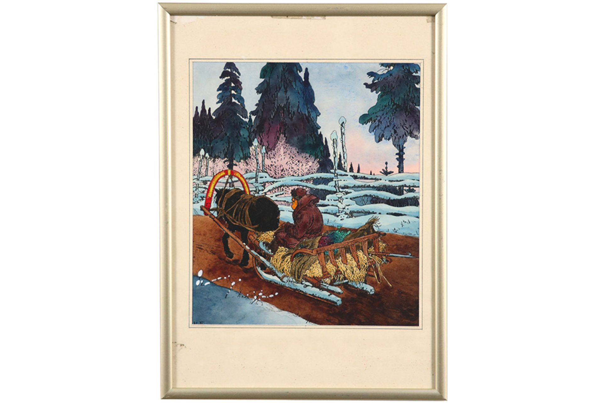 Ivan I. Bilibin "Fisherman on a sleigh" mixed media (gouache and aquarelle) - with his monogram || - Bild 6 aus 6