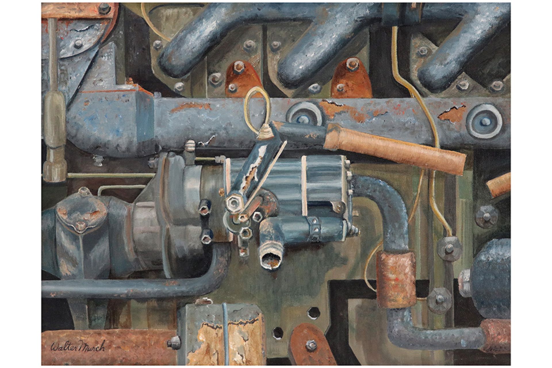 Walter Tandy Murch "Machine" oil on panel - signed || MURCH WALTER TANDY (1907-1967)