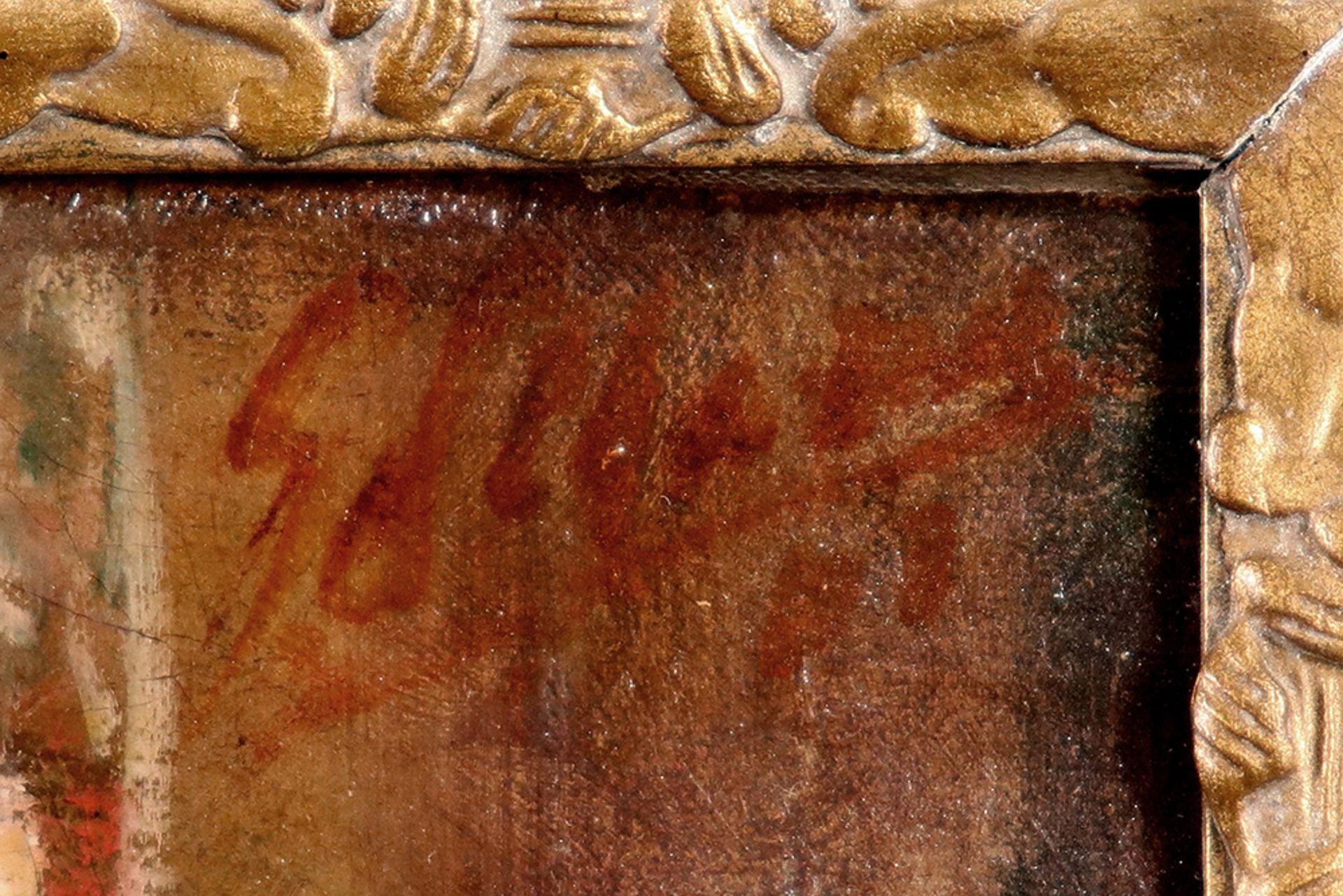 19th Cent. illegibly signed oil on canvas || Negentiende eeuws onleesbaar getekend (en mogelijk - Image 2 of 4