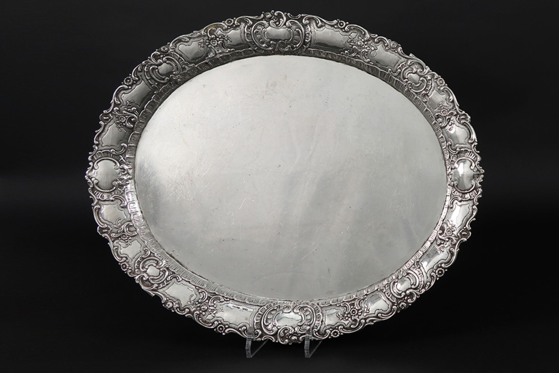 oval serving tray in German 800 marked silver || Antieke ovale dienschaal in massief zilver, gemerkt - Bild 5 aus 5