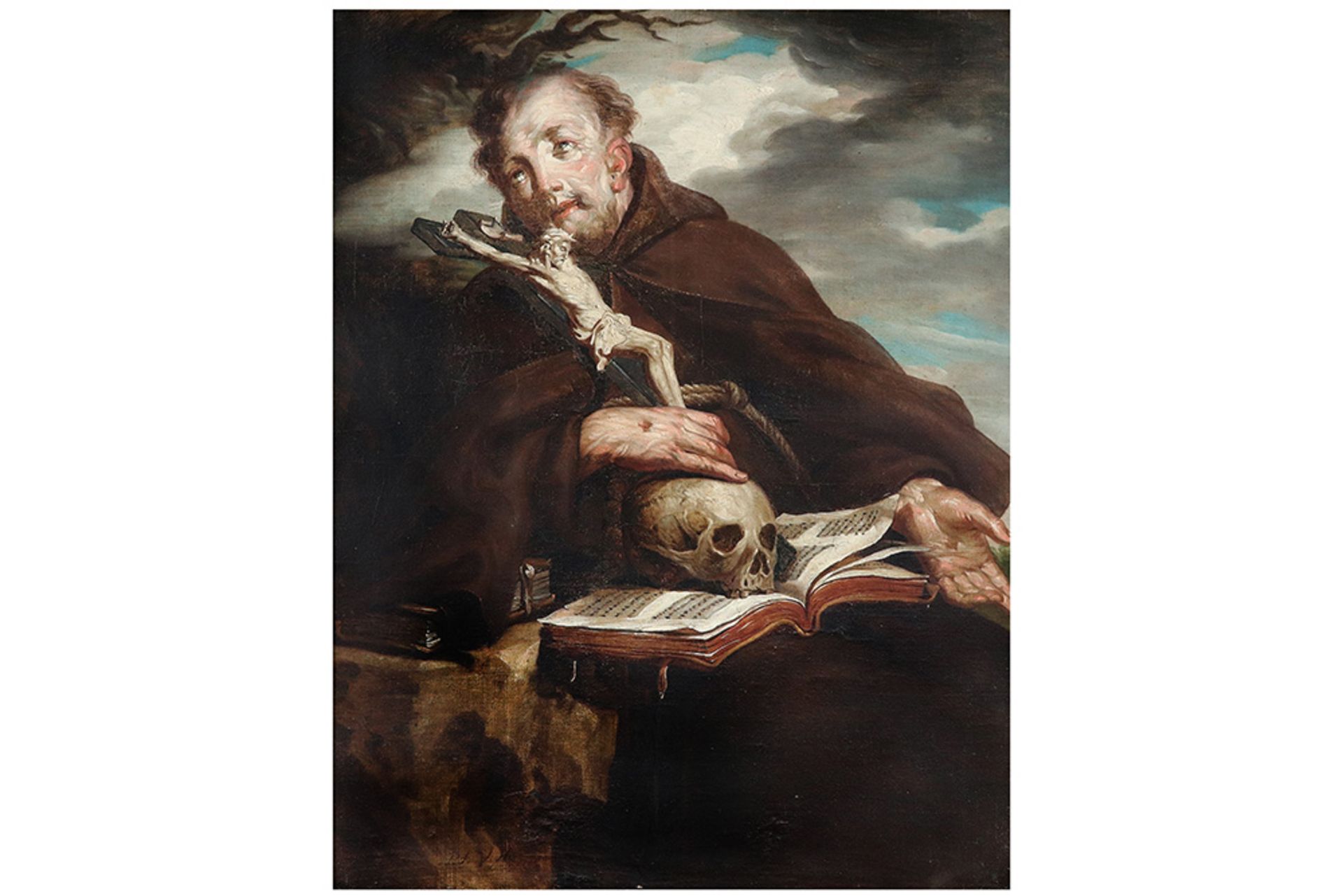 18th Cent. oil on canvas with the representation of Saint Franciscus - with the monogram of Pierre