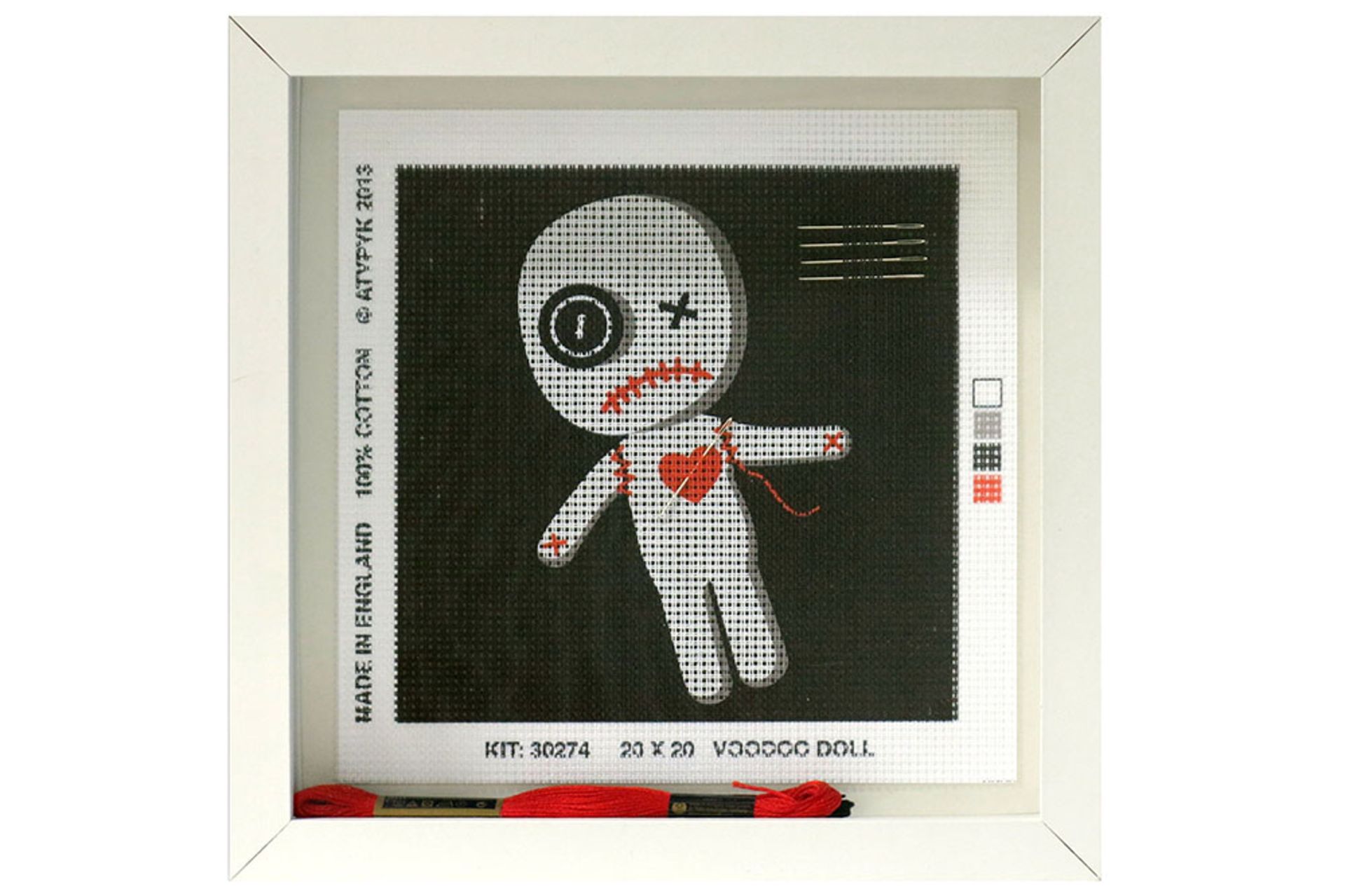 framed Atypyk "Voodoo Doll - Do it yourself needlework" object - edition by "Atypyk" || ATYPYK