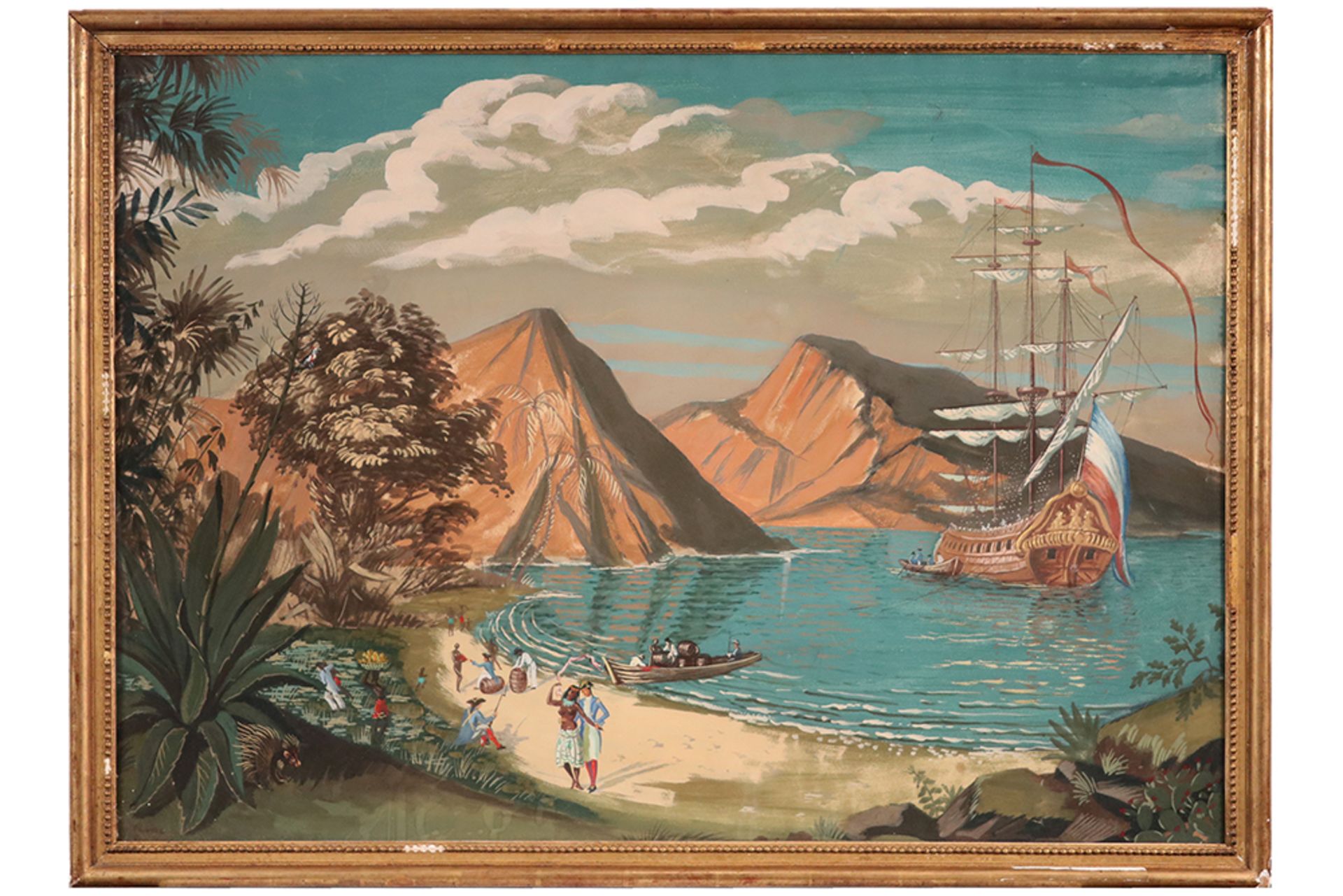 19th Cent. French gouache with an exotic theme || FRANKRIJK - 19° EEUW gouache met een exotisch - Image 3 of 3