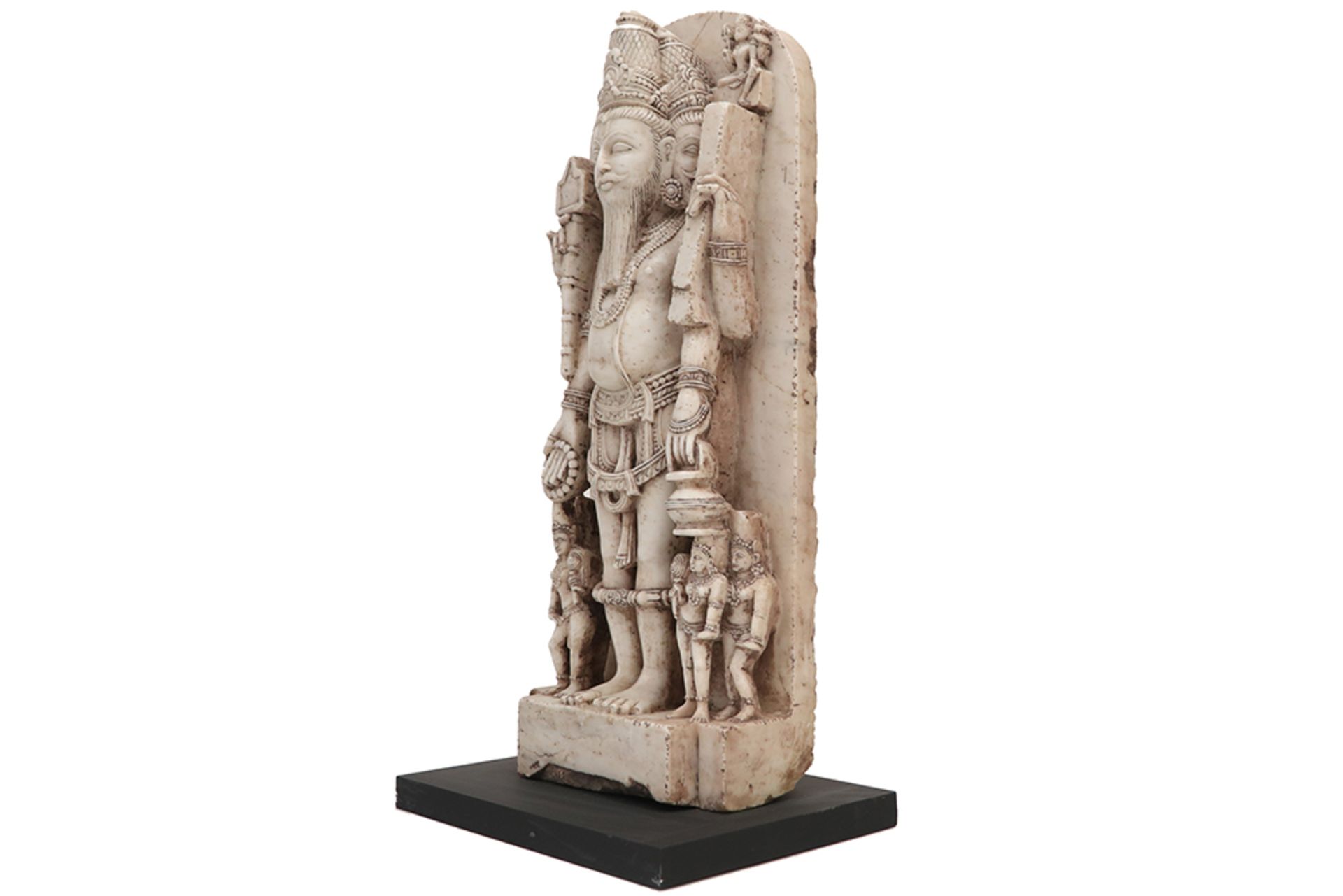 12th Cent. northern Indian three headed and four armed "Brahma Trimuti" sculpture in marble || - Image 3 of 4