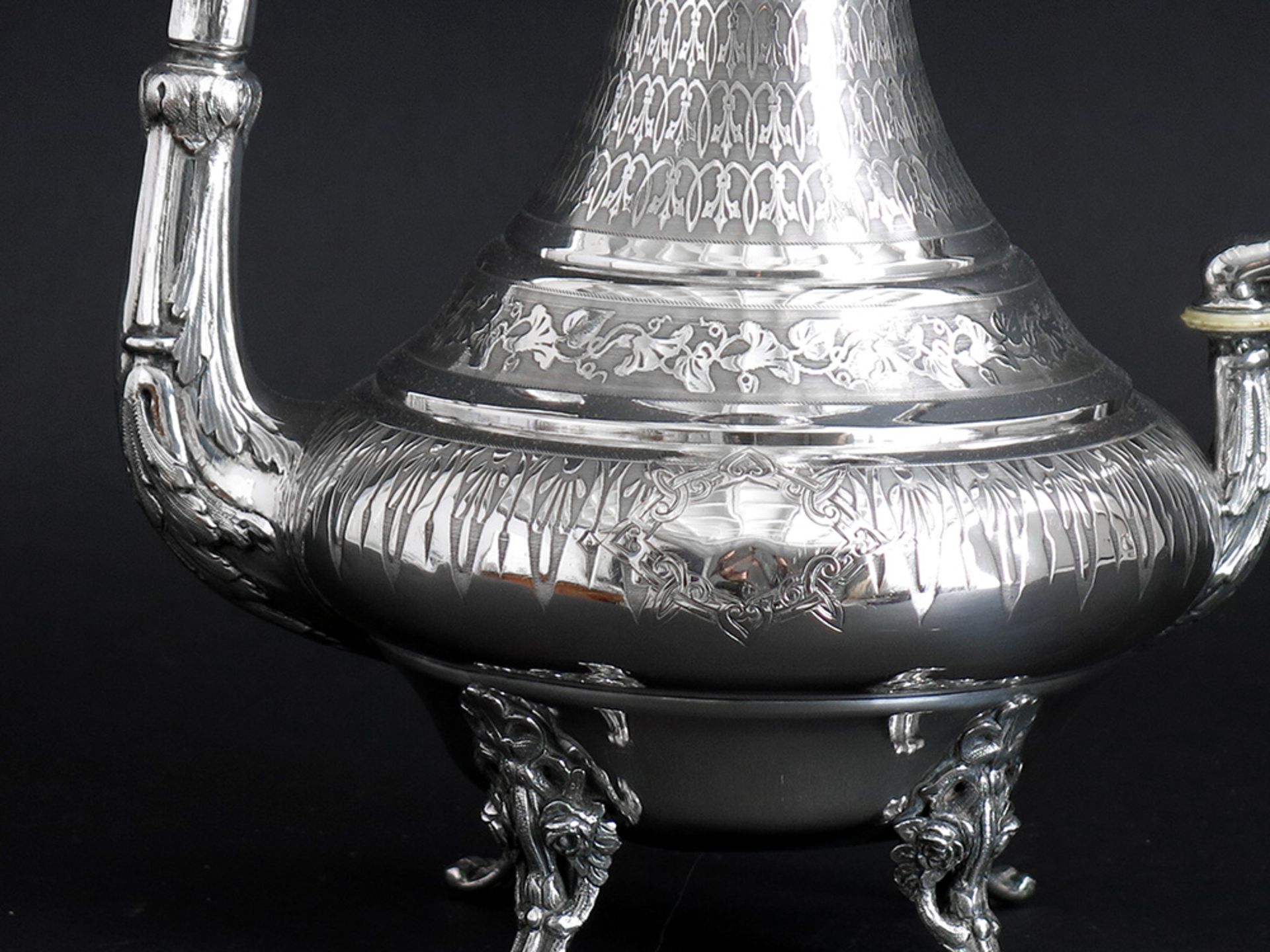 antique French coffee pot in marked silver || Fraaie antieke Franse koffiekan met elegante, - Bild 3 aus 3