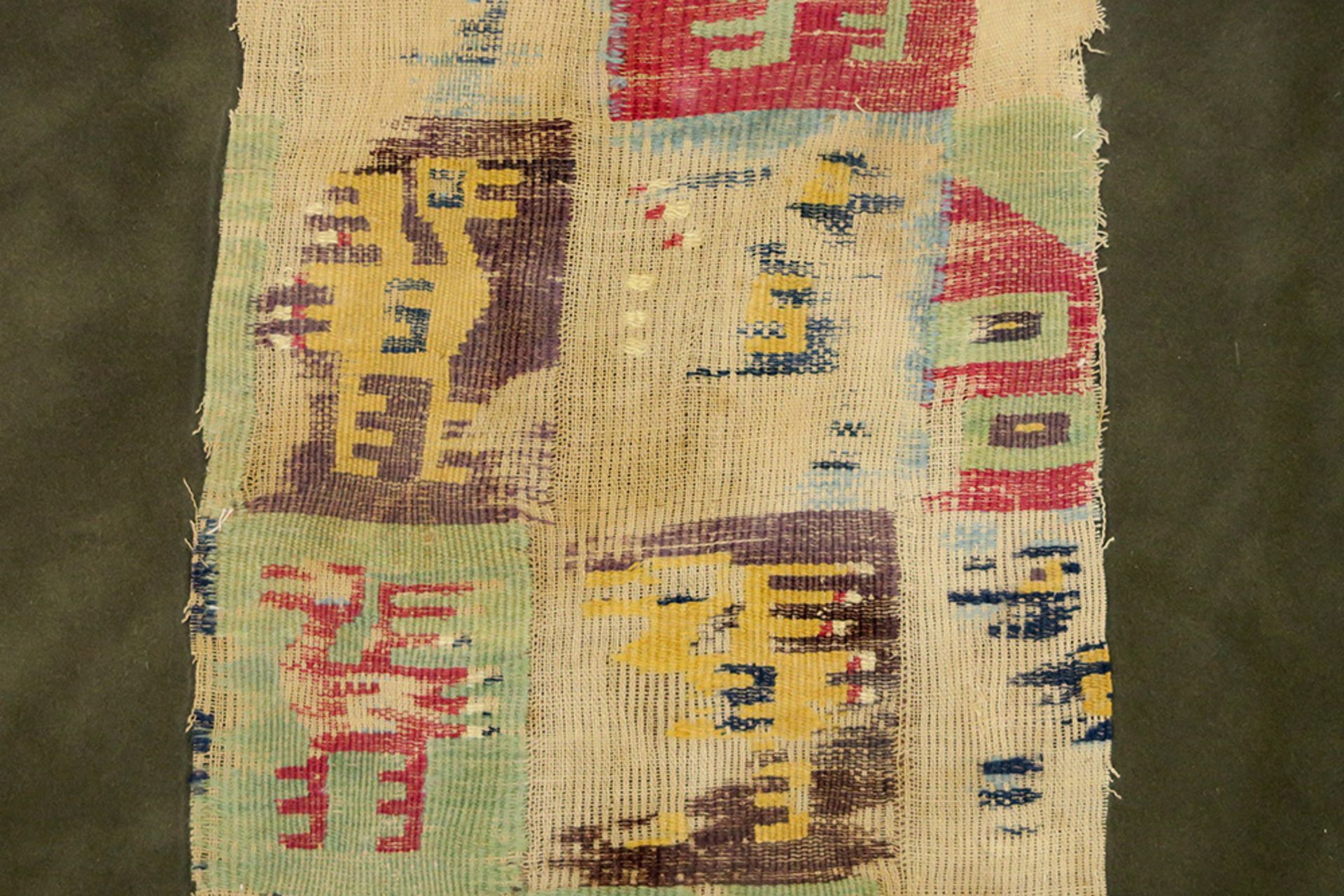 two pieces of Coptic textile, framed together & two small pieces of antique Peruvian textile - - Image 7 of 7