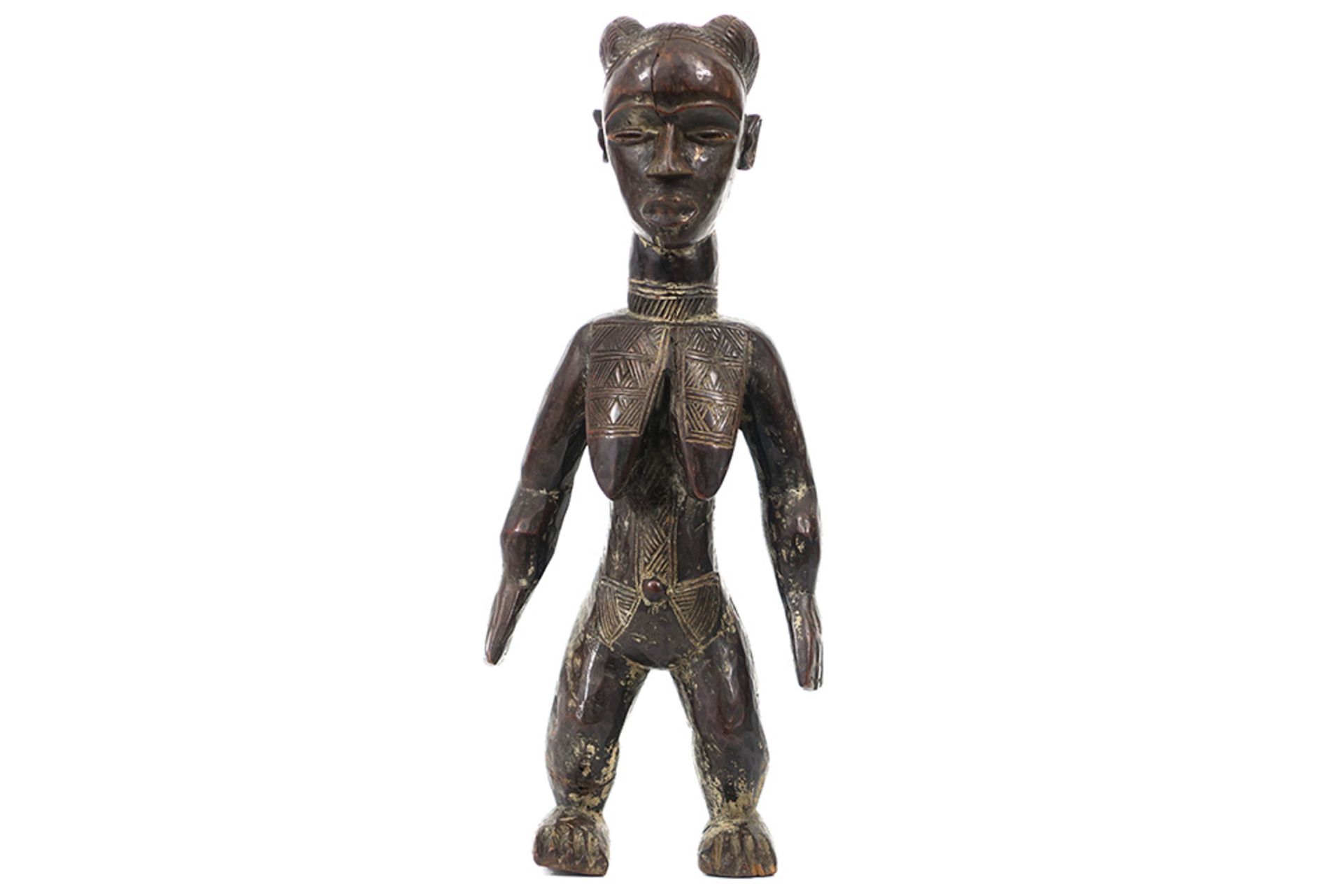 mid 20th Cent. Ivory Coast female figure in wood || AFRIKA - IVOORKUST - ca 1950 houtsculptuur van