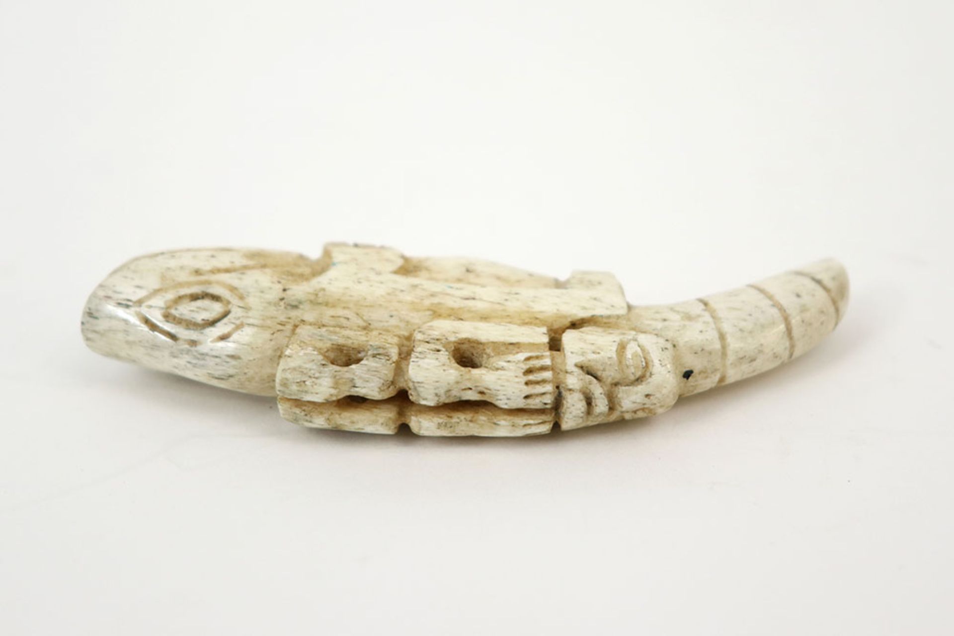 20th Cent. North West American Tlingit sculpture/sharm in cetacean bone with the typical - Image 3 of 4