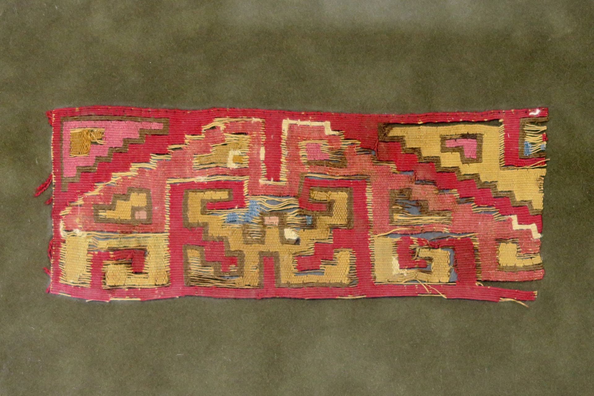 two pieces of Coptic textile, framed together & two small pieces of antique Peruvian textile - - Image 6 of 7