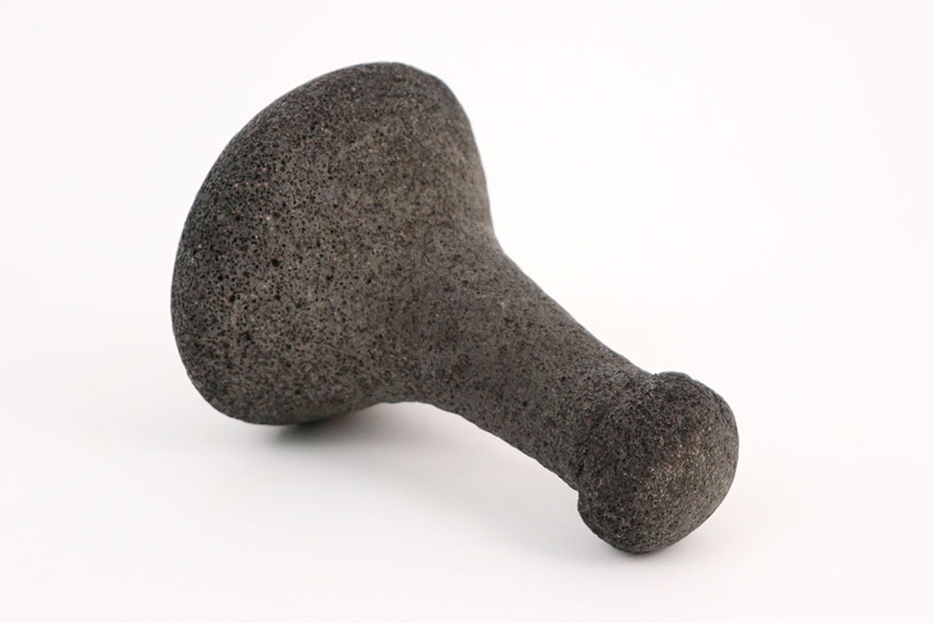 19th Cent. Polynesian "Poi" food pounder in grey basalt prov : bought at the Michel Thieme galery in - Image 2 of 3