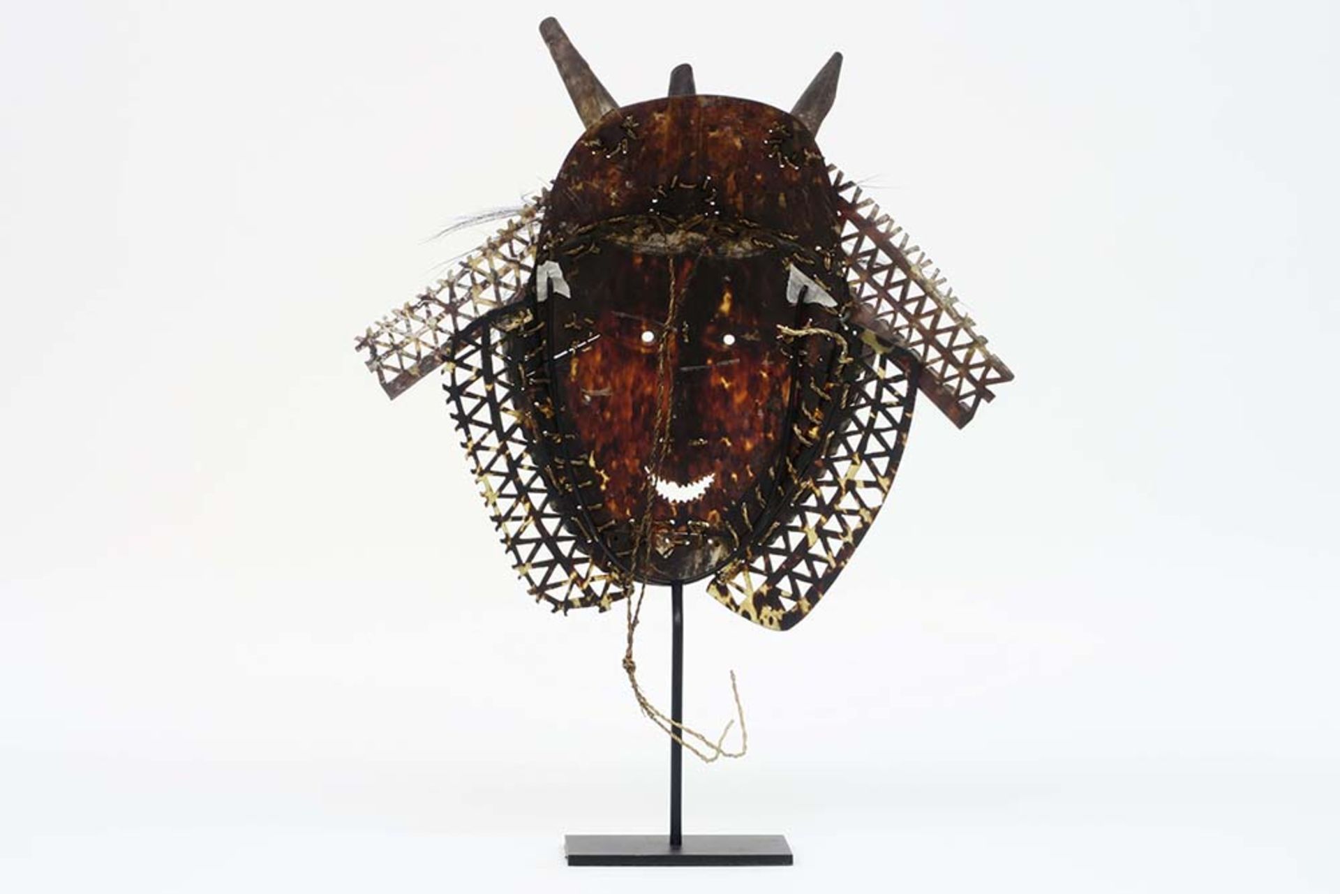 20th Cent. Torres Islands "buk" (or krar or kara), a ceremonial dance mask in tortoiseshell, vegetal - Image 3 of 3