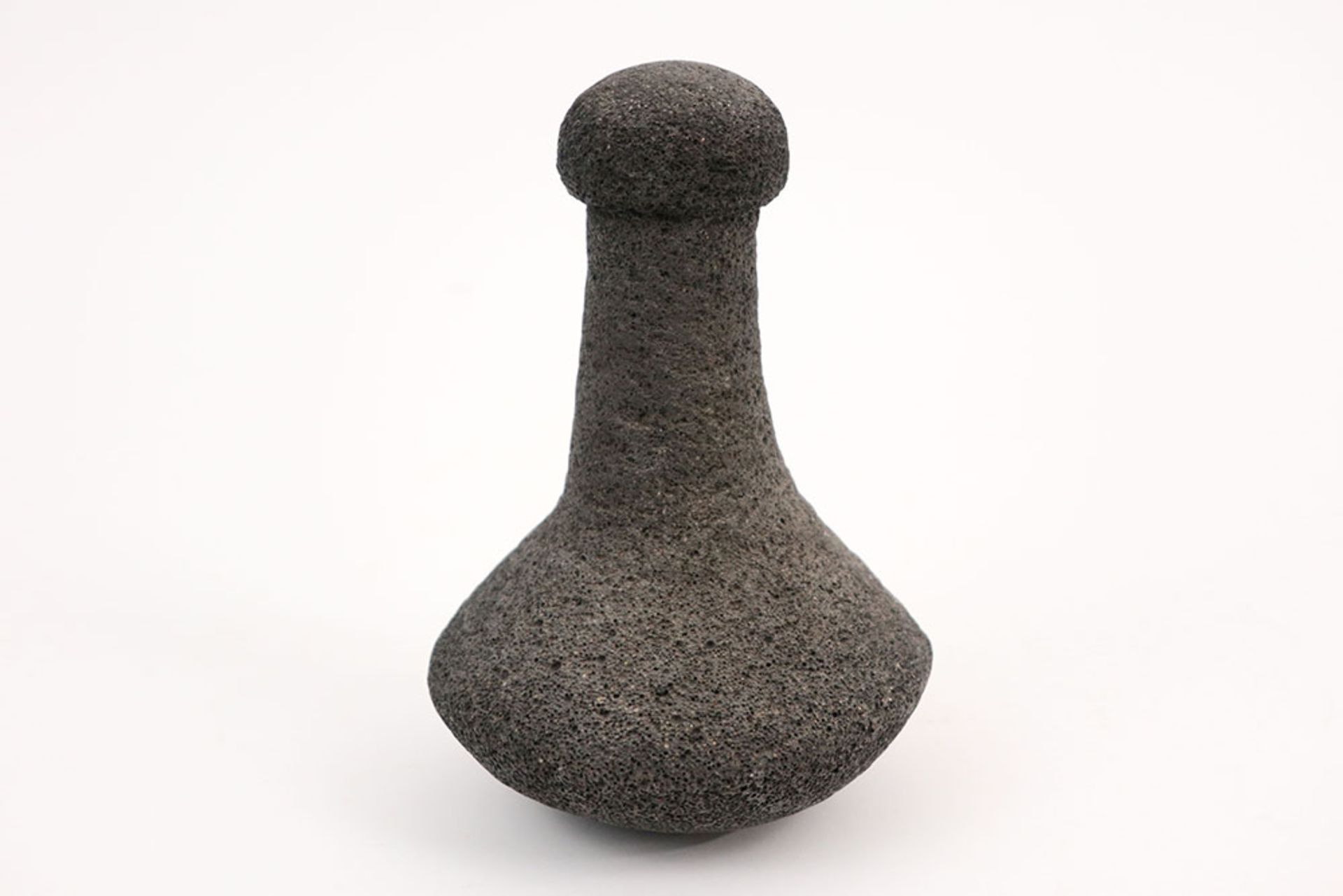 19th Cent. Polynesian "Poi" food pounder in grey basalt prov : bought at the Michel Thieme galery in
