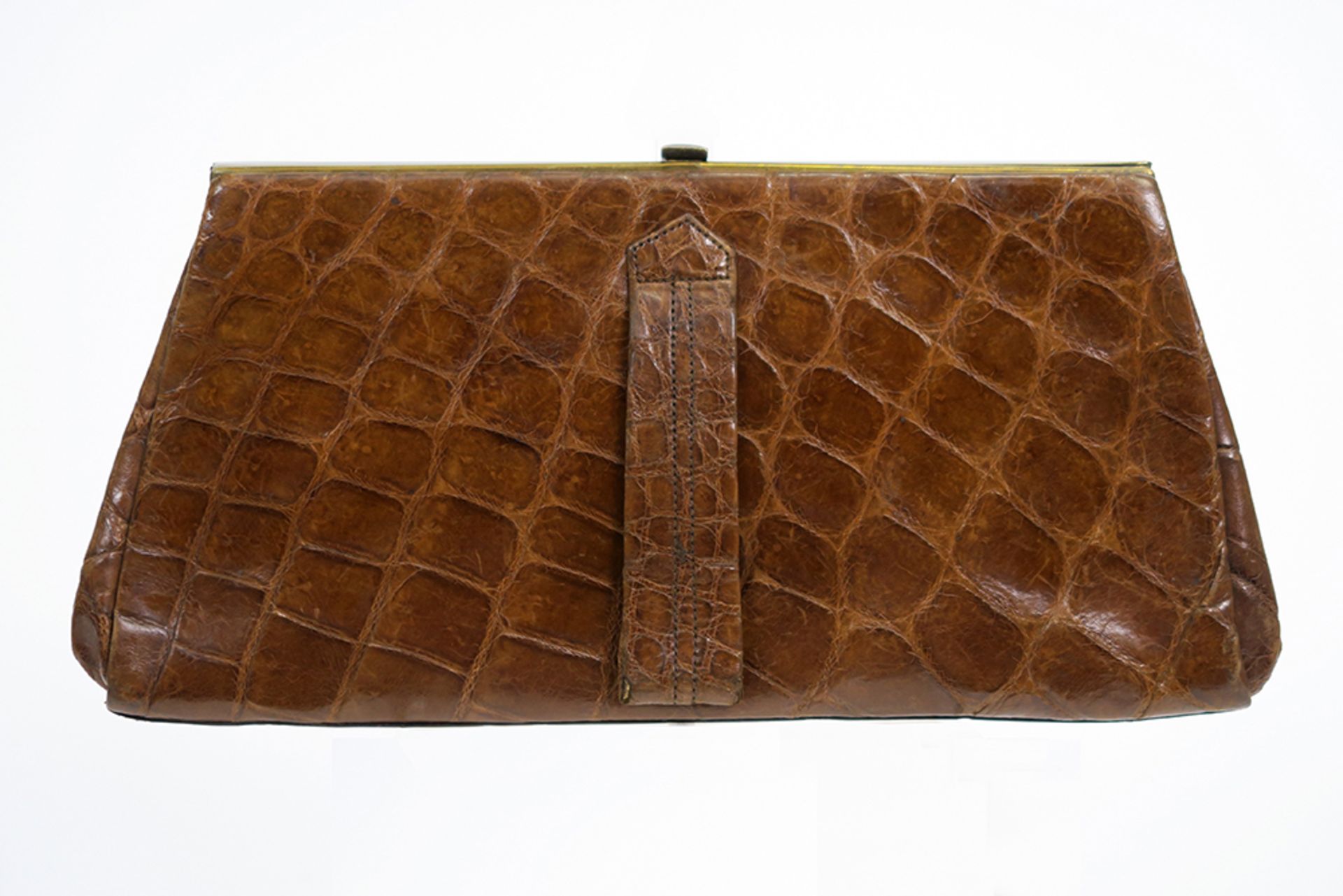 thirties' vintage crocodile leather handbag || Vintage handtas van ca 1930 in krokodillenleder - Image 2 of 2