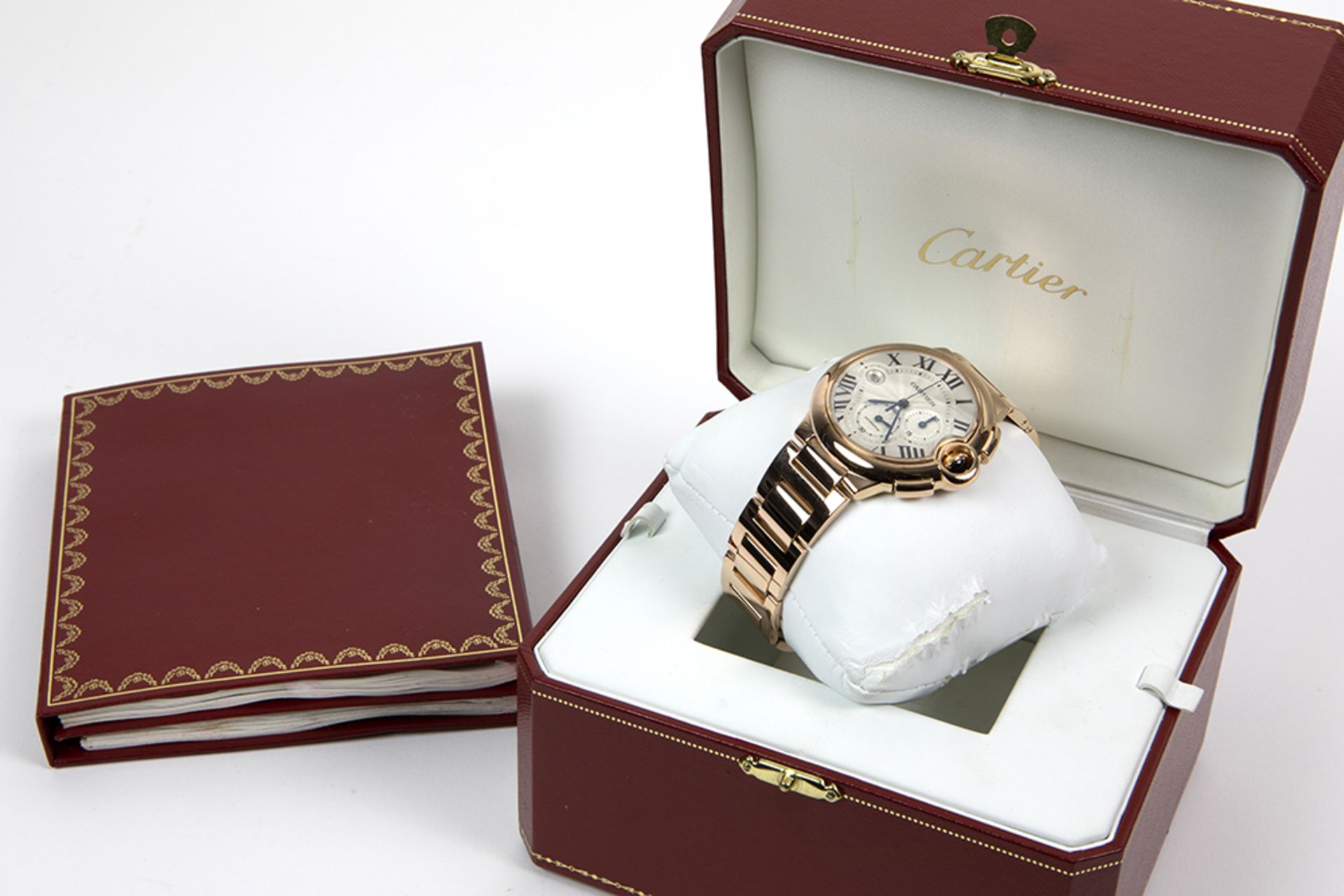 completely original chronograph automatique "Cartier Ballon bleu" wristwatch in pink gold (18 carat) - Bild 2 aus 2