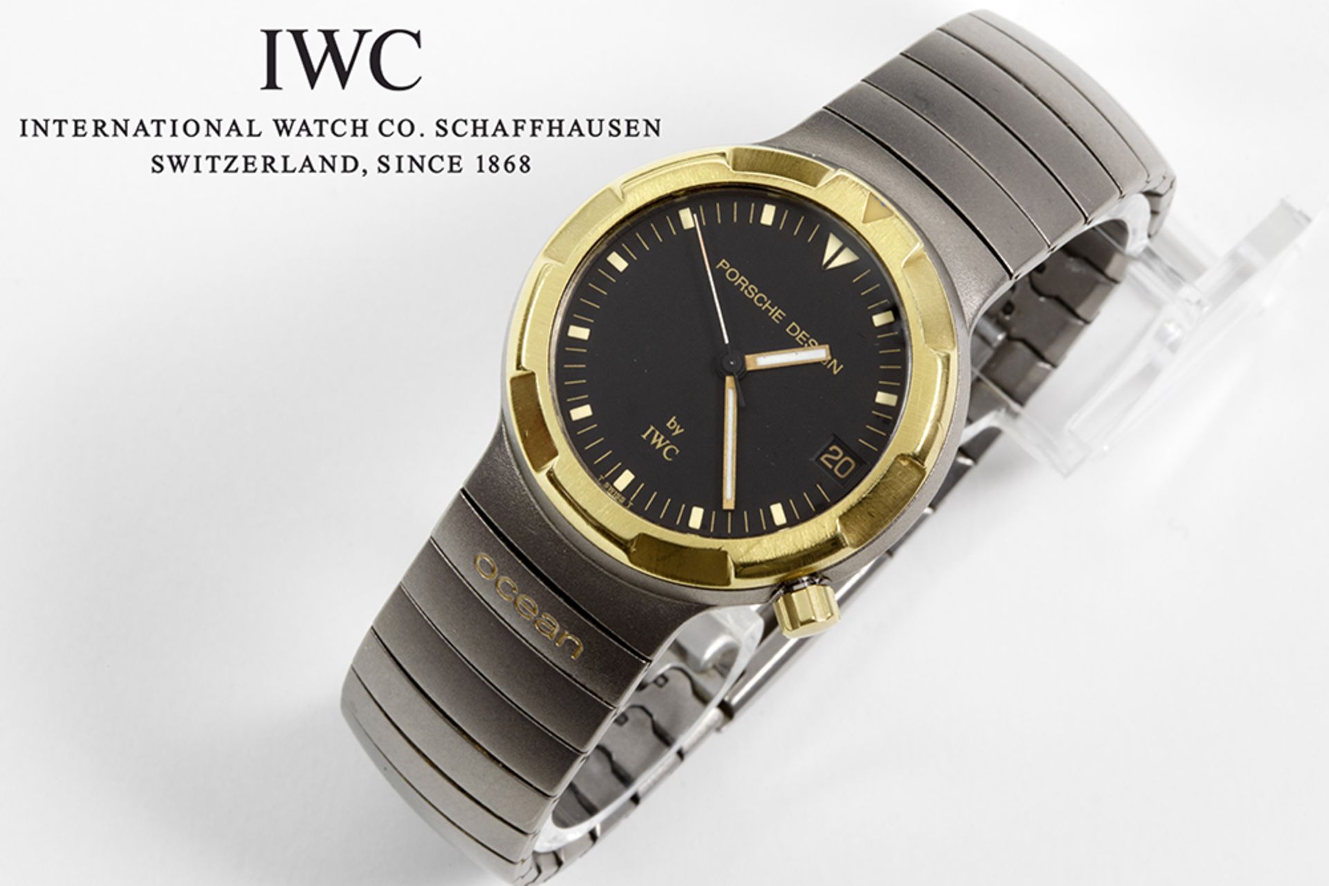 completely original automatic "IWC Porsche Ocean 500" wristwatch in steel - with its box and