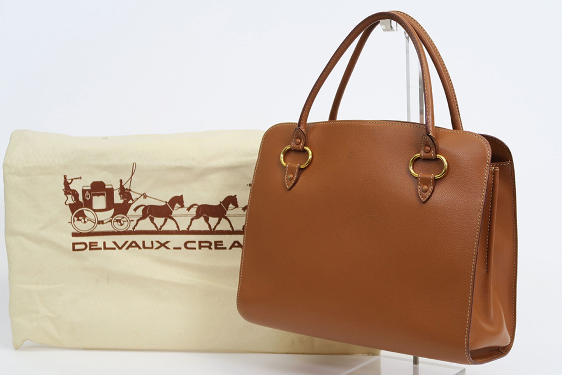 Delvaux marked "Sepia MM Jumping Fauve" handbag in leather - with certificate || DELVAUX handtas " - Image 2 of 4