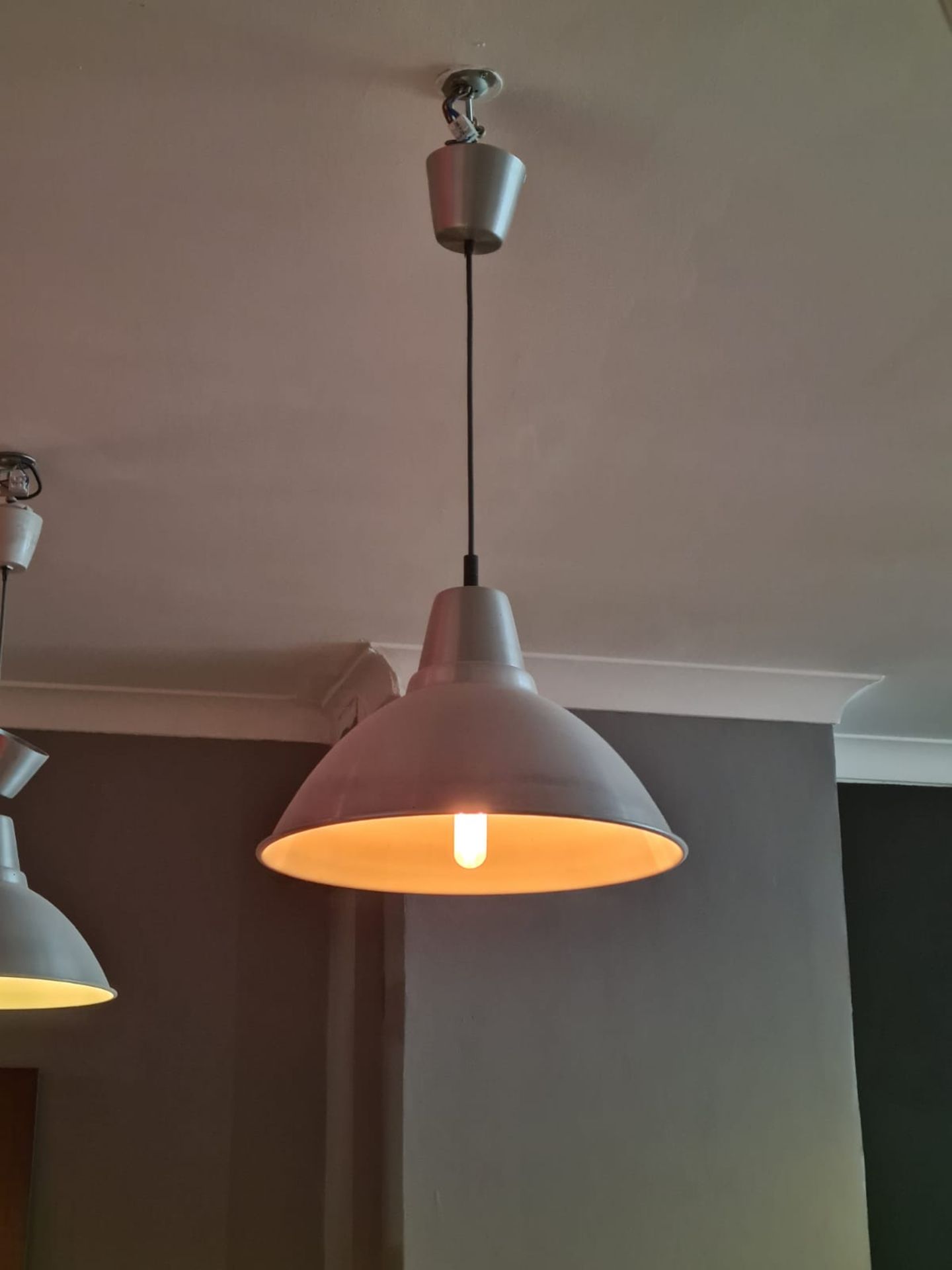 3 X PENDANT METAL LIGHTS, TAKEN DOWN FROM ABOVE A BAR NO RESERVE - Image 5 of 7