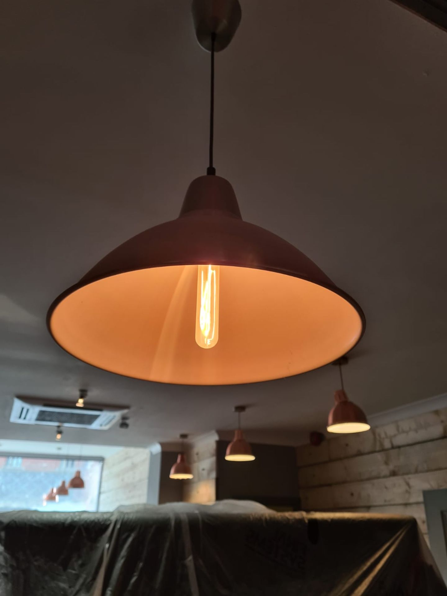 3 X PENDANT METAL LIGHTS, TAKEN DOWN FROM ABOVE A BAR NO RESERVE - Image 3 of 7