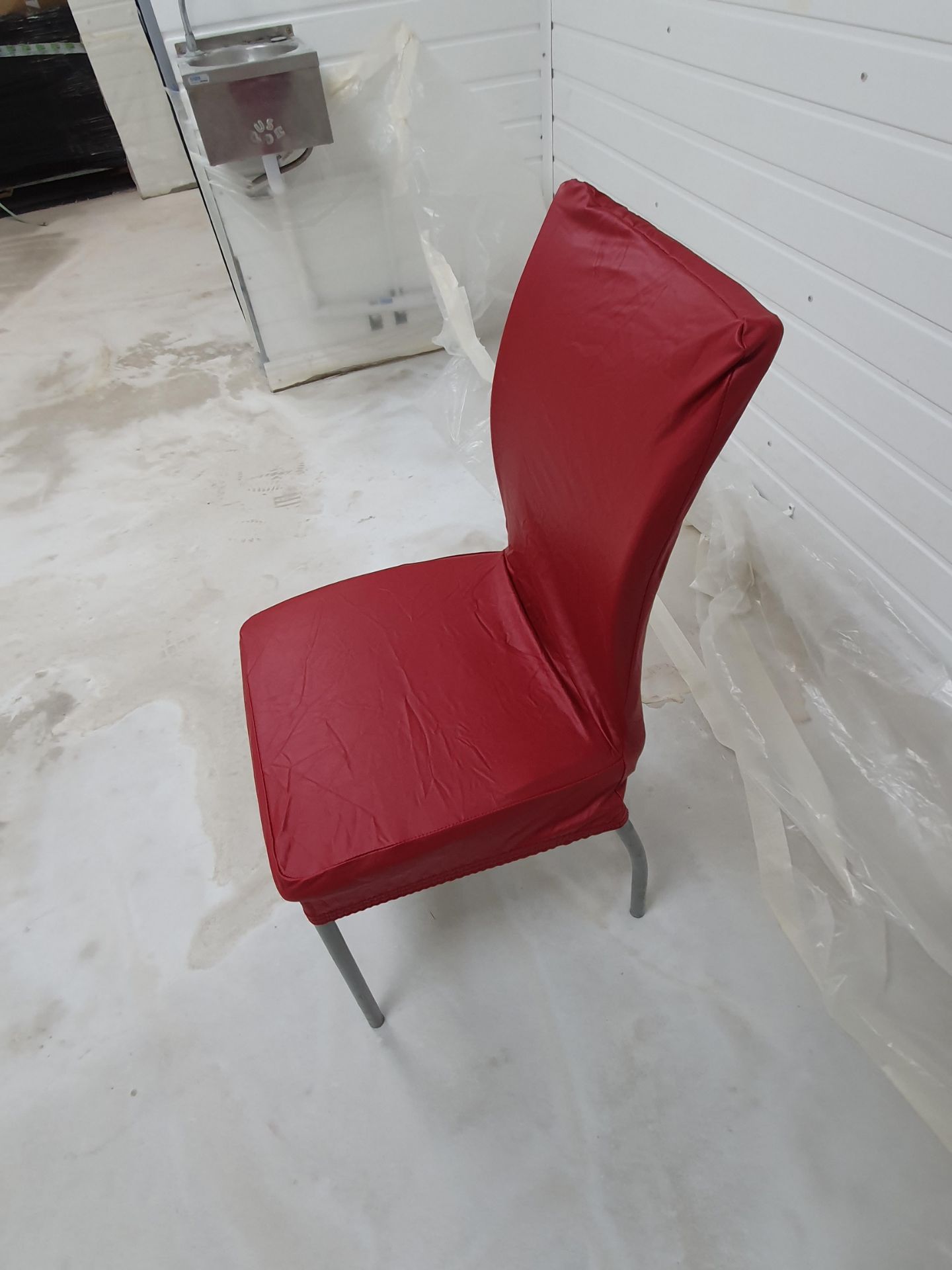 70 RESTAURANT SEATS, CHROME AND LEATHERETTE, COMES WITH A QUANTITY OF NEW COVERS NO RESERVE - Image 6 of 13