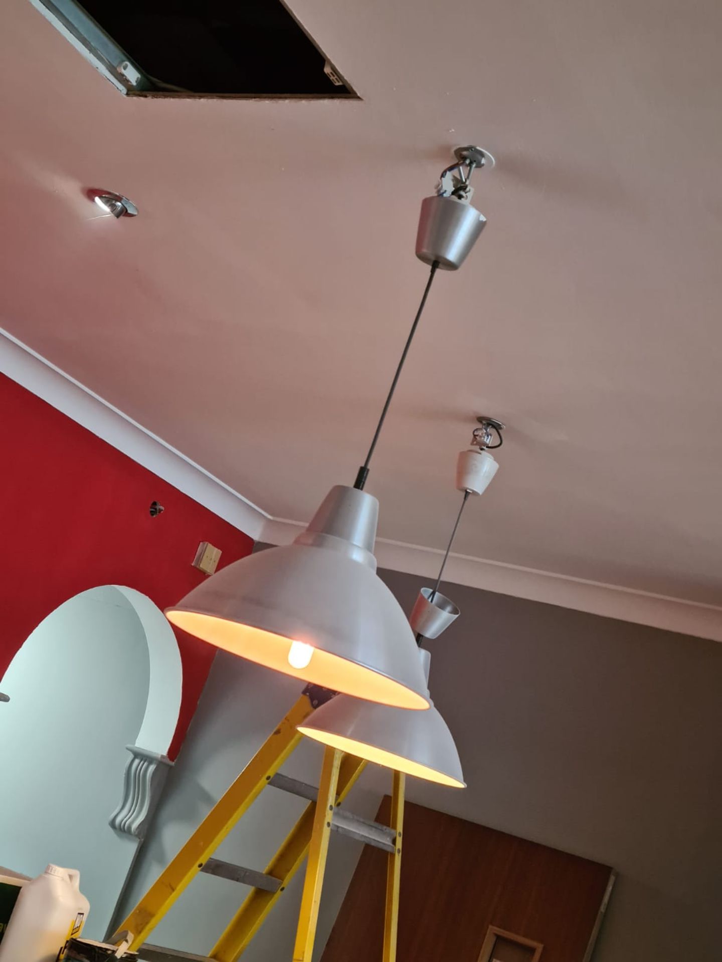 3 X PENDANT METAL LIGHTS, TAKEN DOWN FROM ABOVE A BAR NO RESERVE - Image 6 of 7