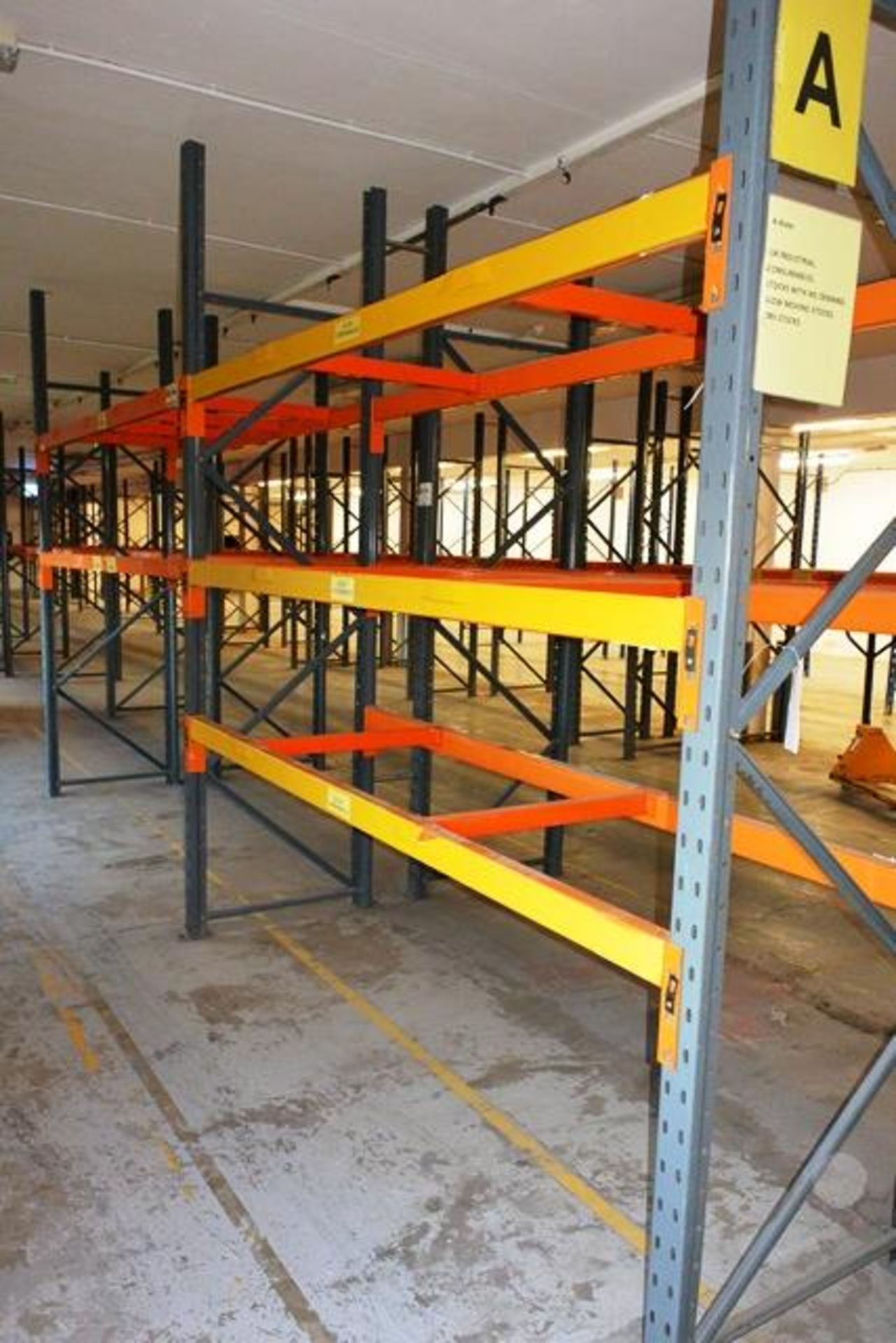 Two bays of adjustable boltless pallet racking, approx height 3000mm, 2750mm width per bay (Please