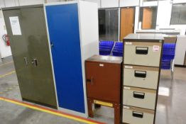 Four various steel frame storage cabinets