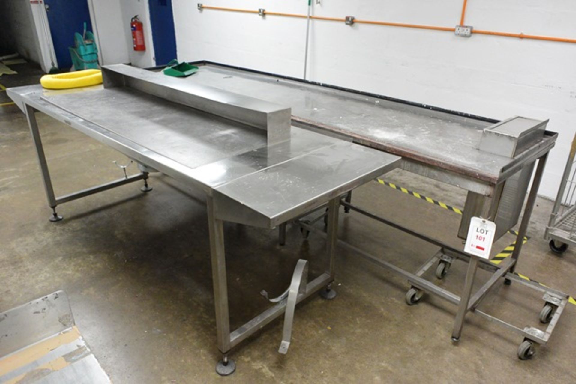 Two various stainless steel workbenches, approx dimensions to be confirmed shortly