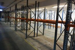 Five bays of adjustable boltless pallet racking, approx height 2700 - 3000mm, 2750mm width per