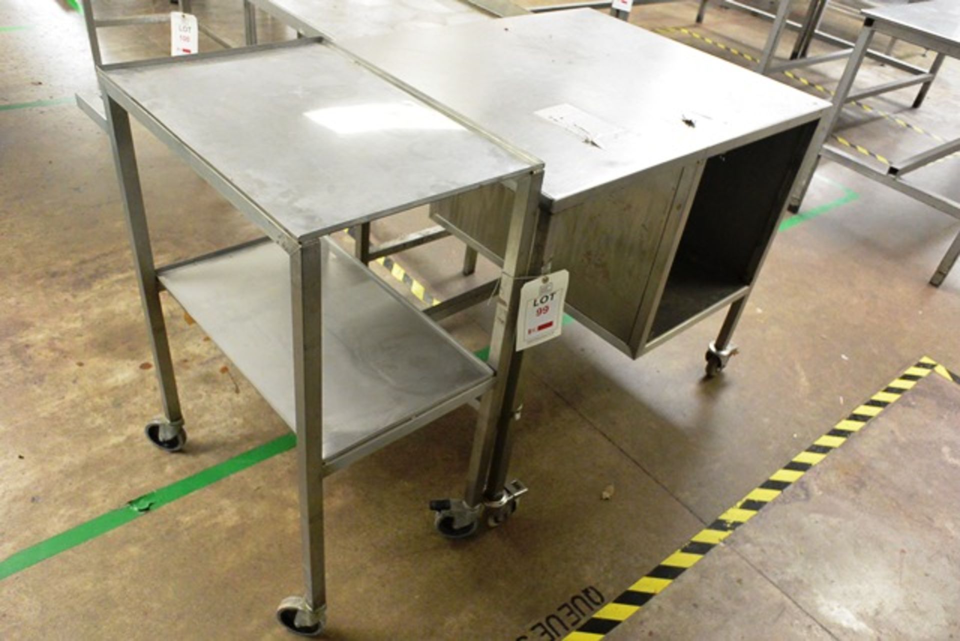 Two mobile stainless steel trollies, approx dimensions to be confirmed shortly