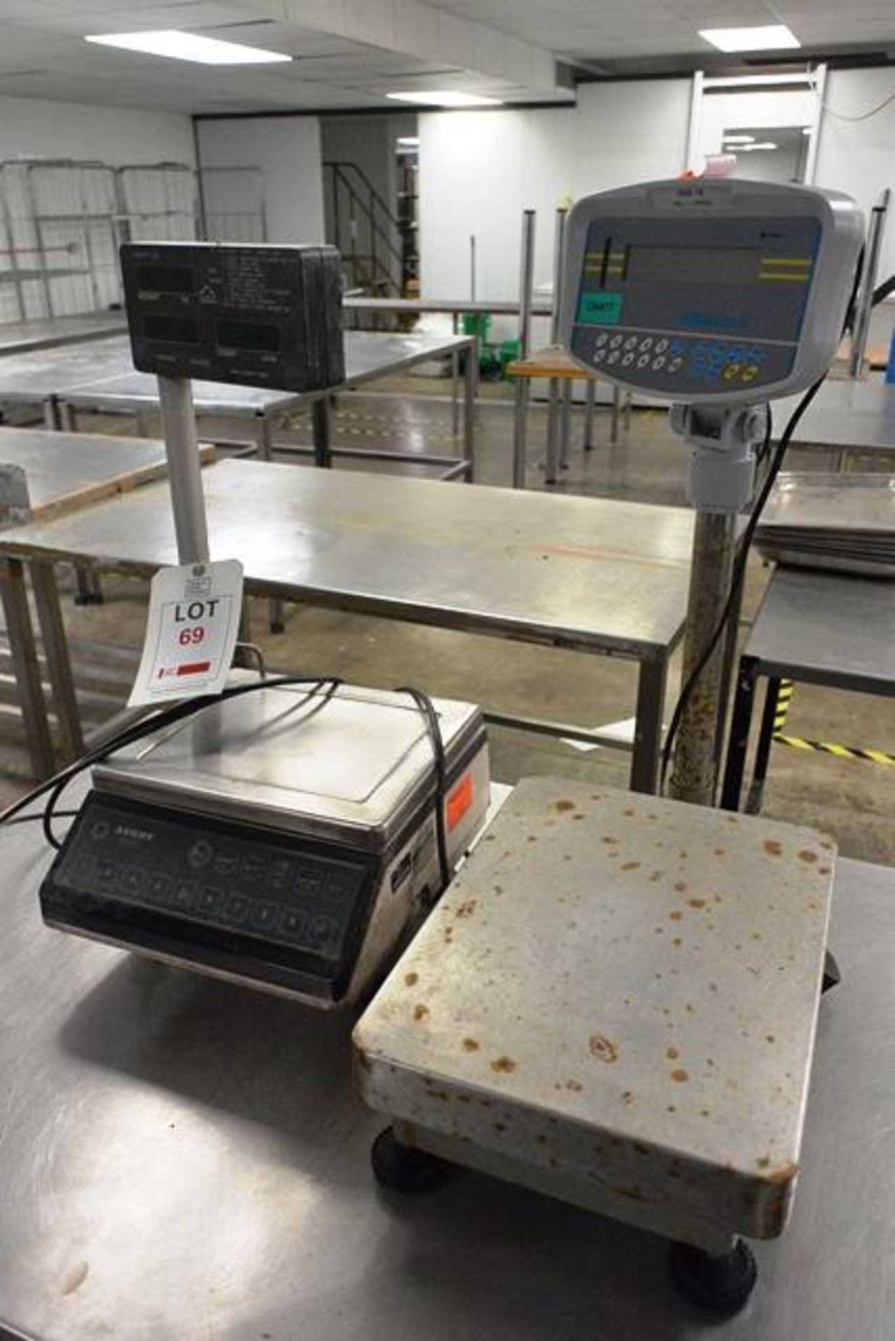 Two various benchtop digital weigh scales, including: Avery G201 and Adam GBK16 (working condition