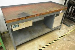 Steel frame, twin level workbench, approx 1800 x 780mm