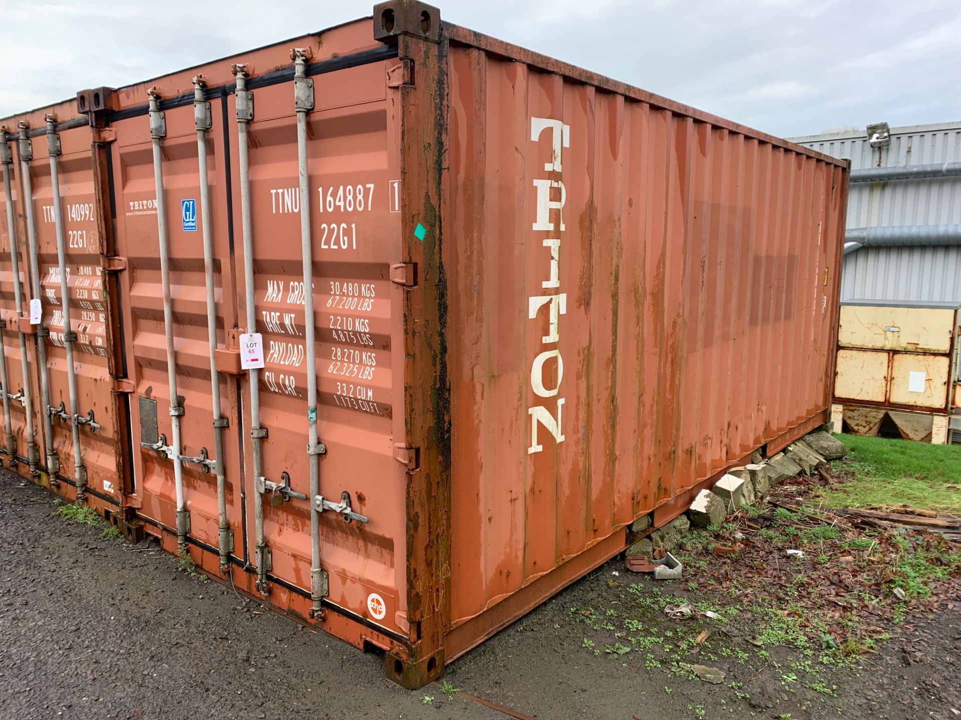 20ft shipping type container, no. TTNU 164887 (Please note: A work Method Statement and Risk