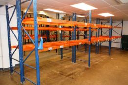 Six bays of adjustable boltless pallet racking, approx 2600 height, 2750mm width per bay (Please
