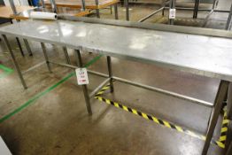 Steel frame stainless steel topped table, approx dimensions to be confirmed shortly
