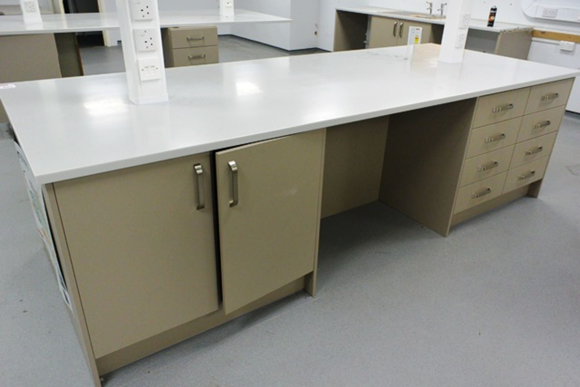 Ultima rectangular twin sided workstation, approx 3 x 1.2m, with sixteen soft close drawers and - Image 2 of 2