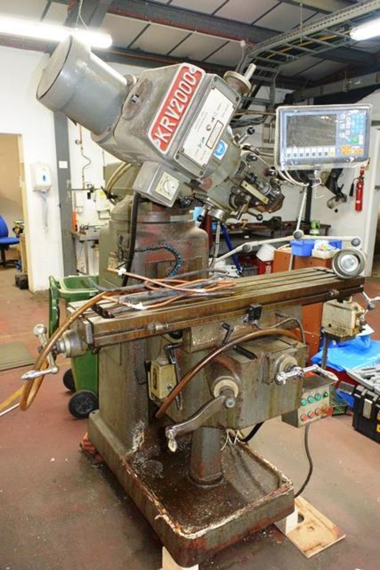 King Rich KRV2000 turret mill, serial no. 3639, with digital read out, approx table size 1220mm x