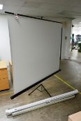 Three various pull down projector screens, approx 1800mm width