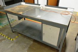 Steel twin level rectangular workbench, approx 1800 x 780mm