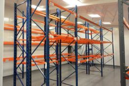 Six bays of adjustable boltless pallet racking, approx height 3400mm, 4 x bays 2750mm width, 2 x