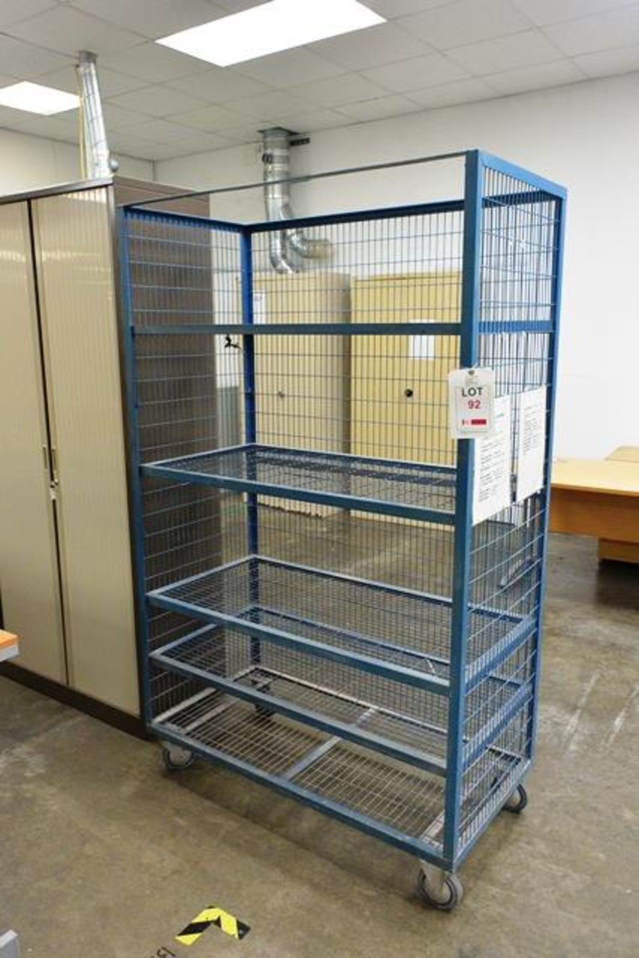 Mobile 5 shelf steel wire transport cage (open front)