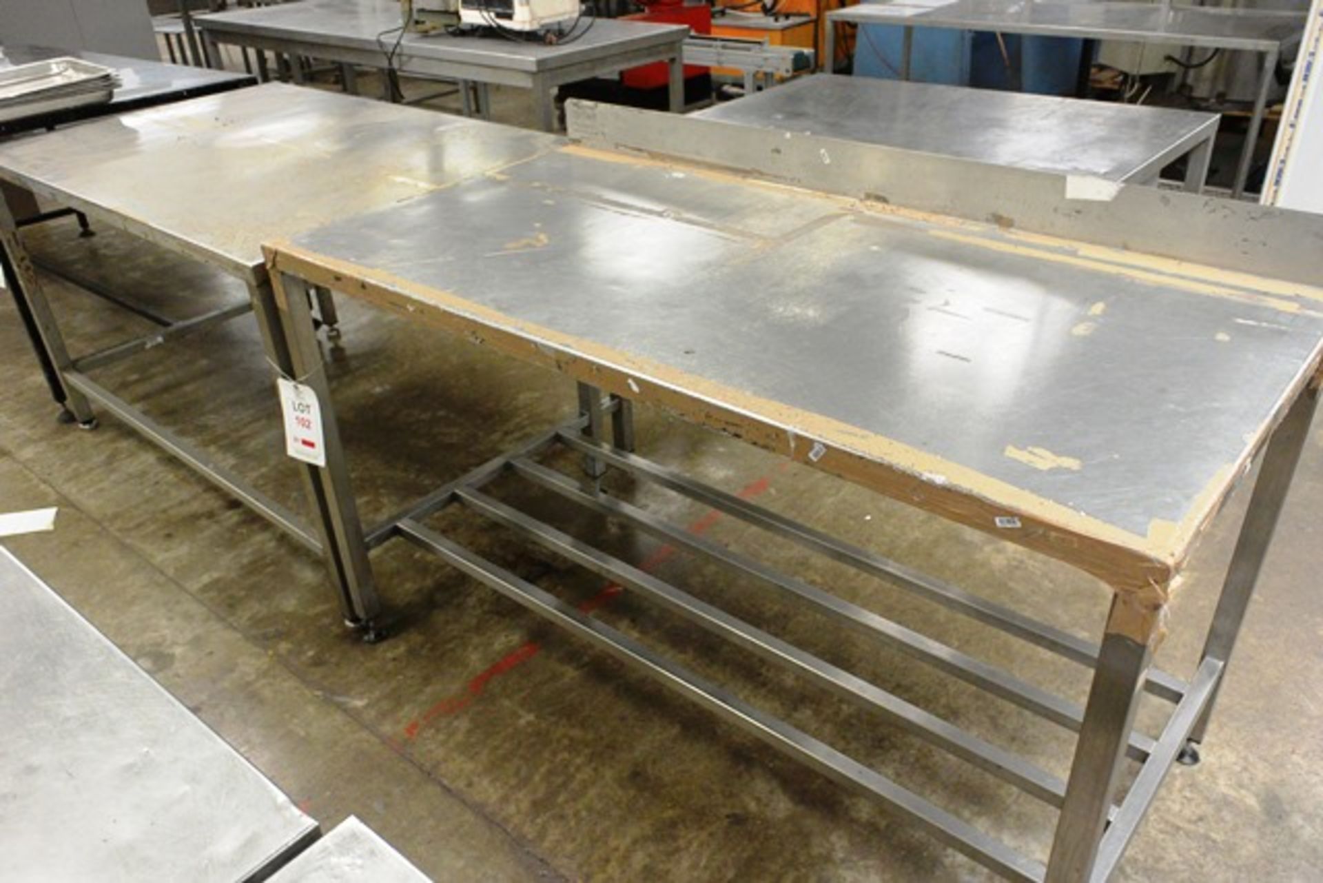 Two various Hygienox stainless steel tables, approx dimensions to be confirmed shortly