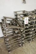 Eighteen steel frame mobile trollies, dimensions are 675mm x 420mm approx