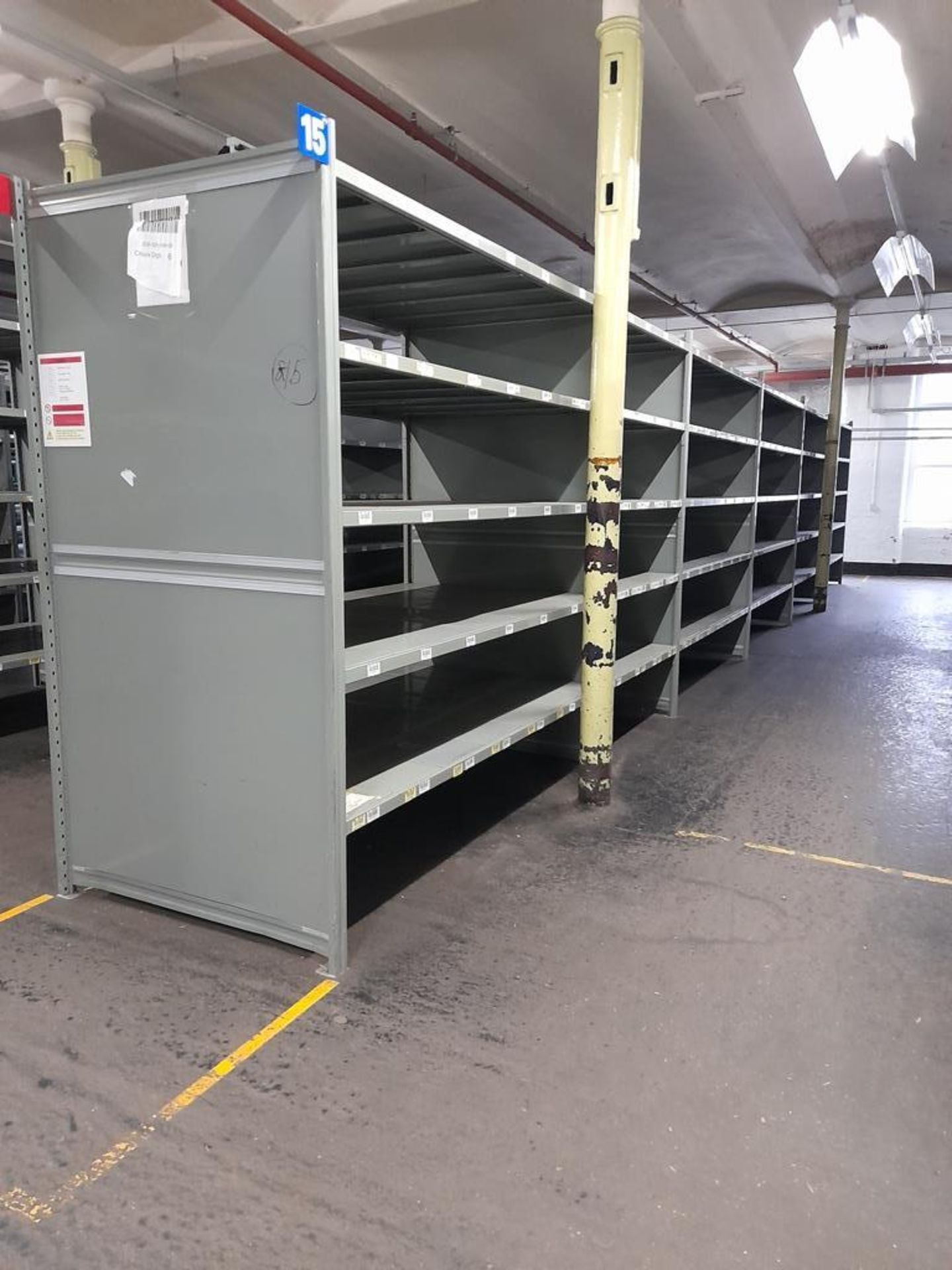 Heavy duty metal storage shelving - 144 bays, each with 5 pairs of beams and 35 metal shelf - Image 2 of 5