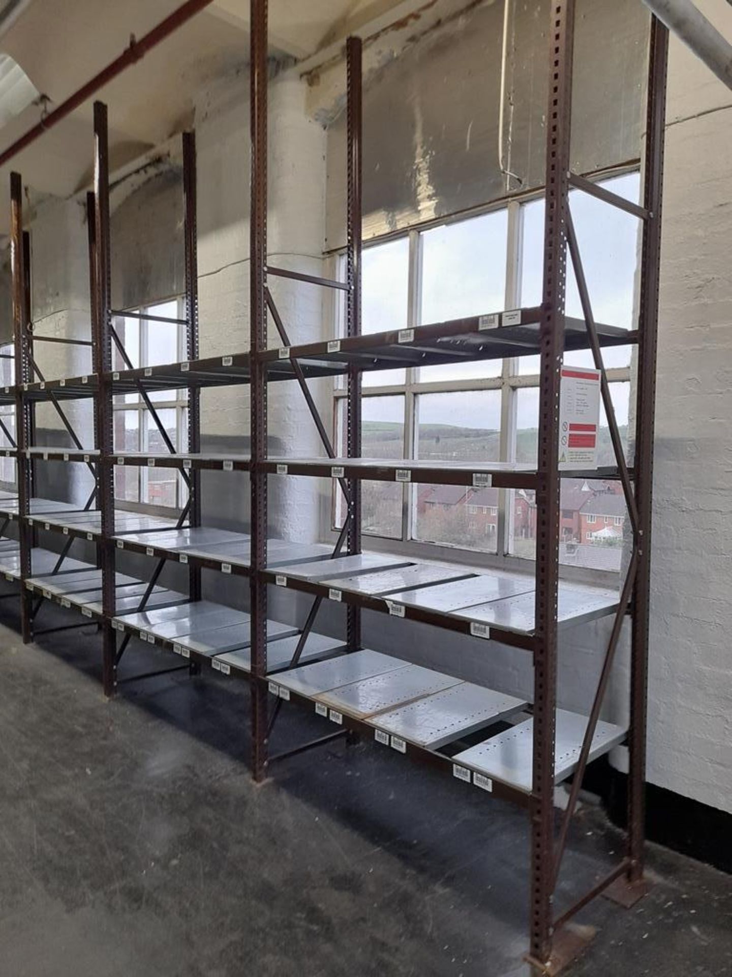 Light duty metal storage shelving racking - 35 bays, each with 4 pairs of beams and various - Image 8 of 13