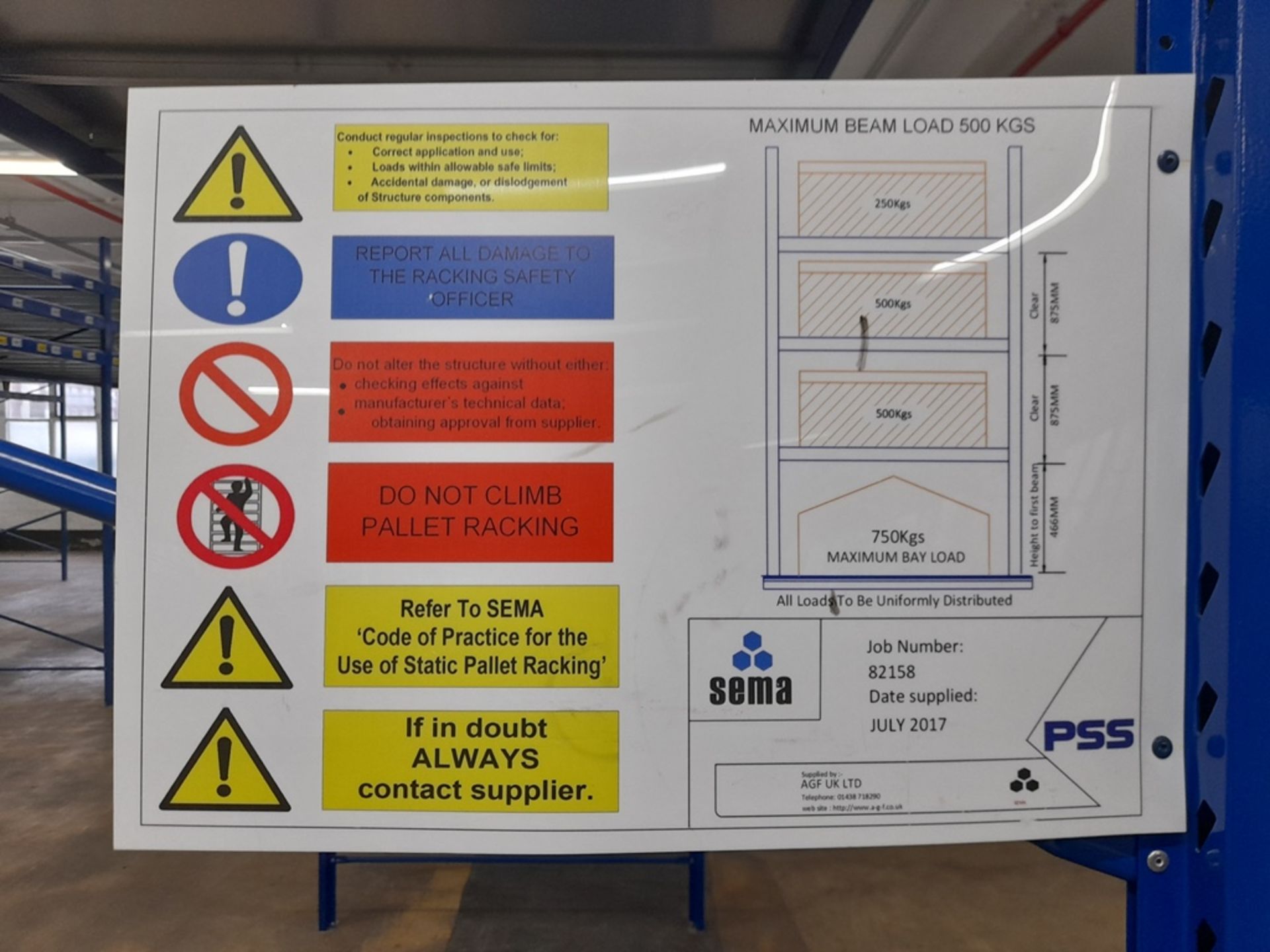 Static pallet racking - 193 bays, each with 3 pairs of beams and 24 metal shelf partitions(Beam - Image 6 of 13