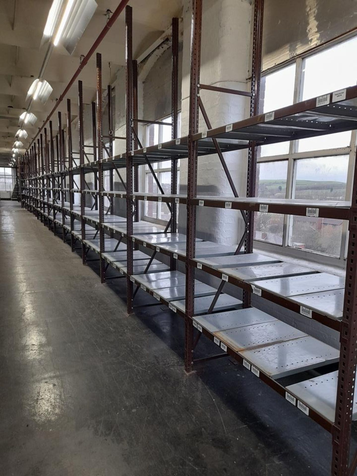Light duty metal storage shelving racking - 35 bays, each with 4 pairs of beams and various - Image 9 of 13